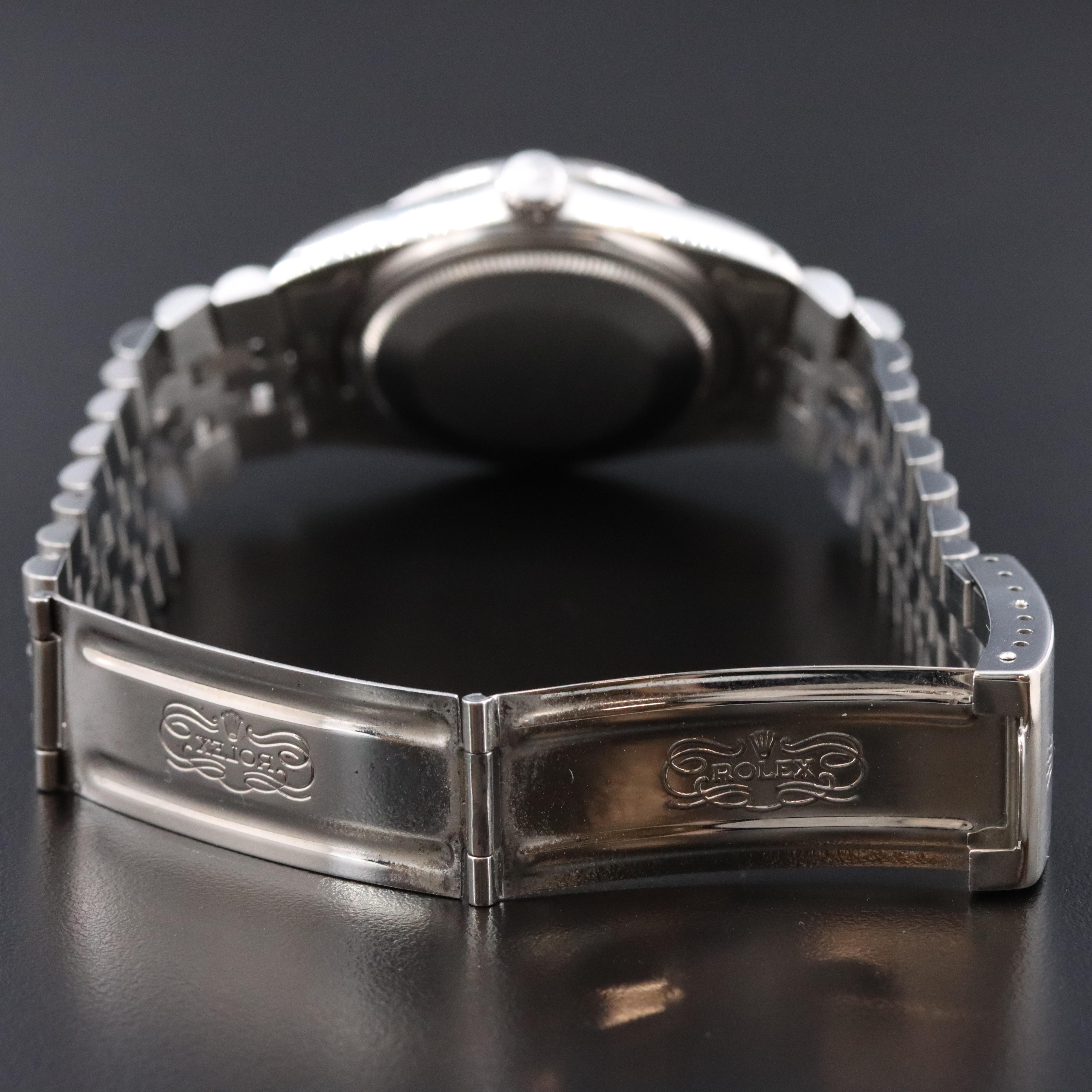 Rolex Datejust 16030 Engine Turned Bezel Silver 36mm Steel Automatic Watch 1984