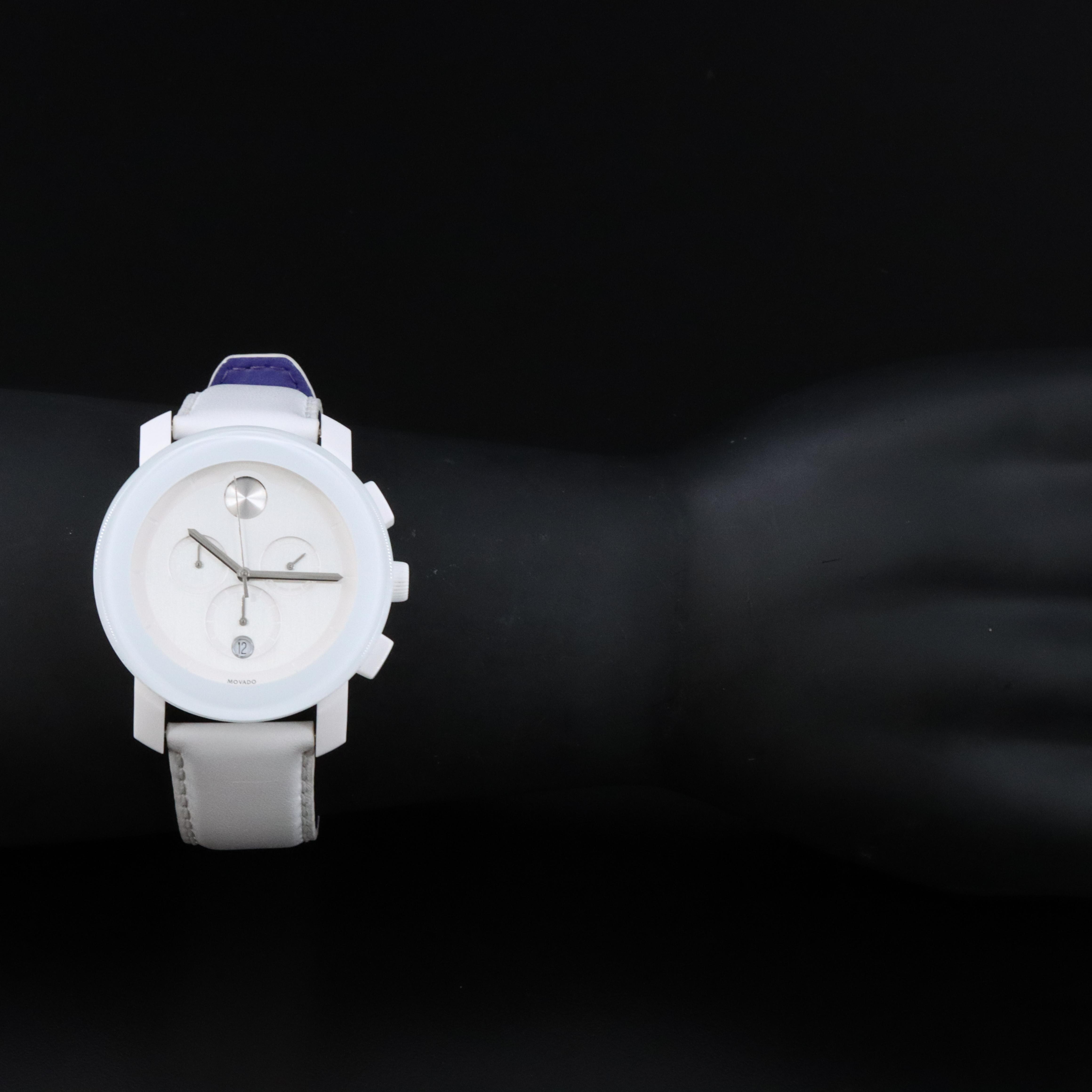 Movado Bold Chronograph Silver Dial 44mm Steel Quartz Watch MB.01.1.29.6008