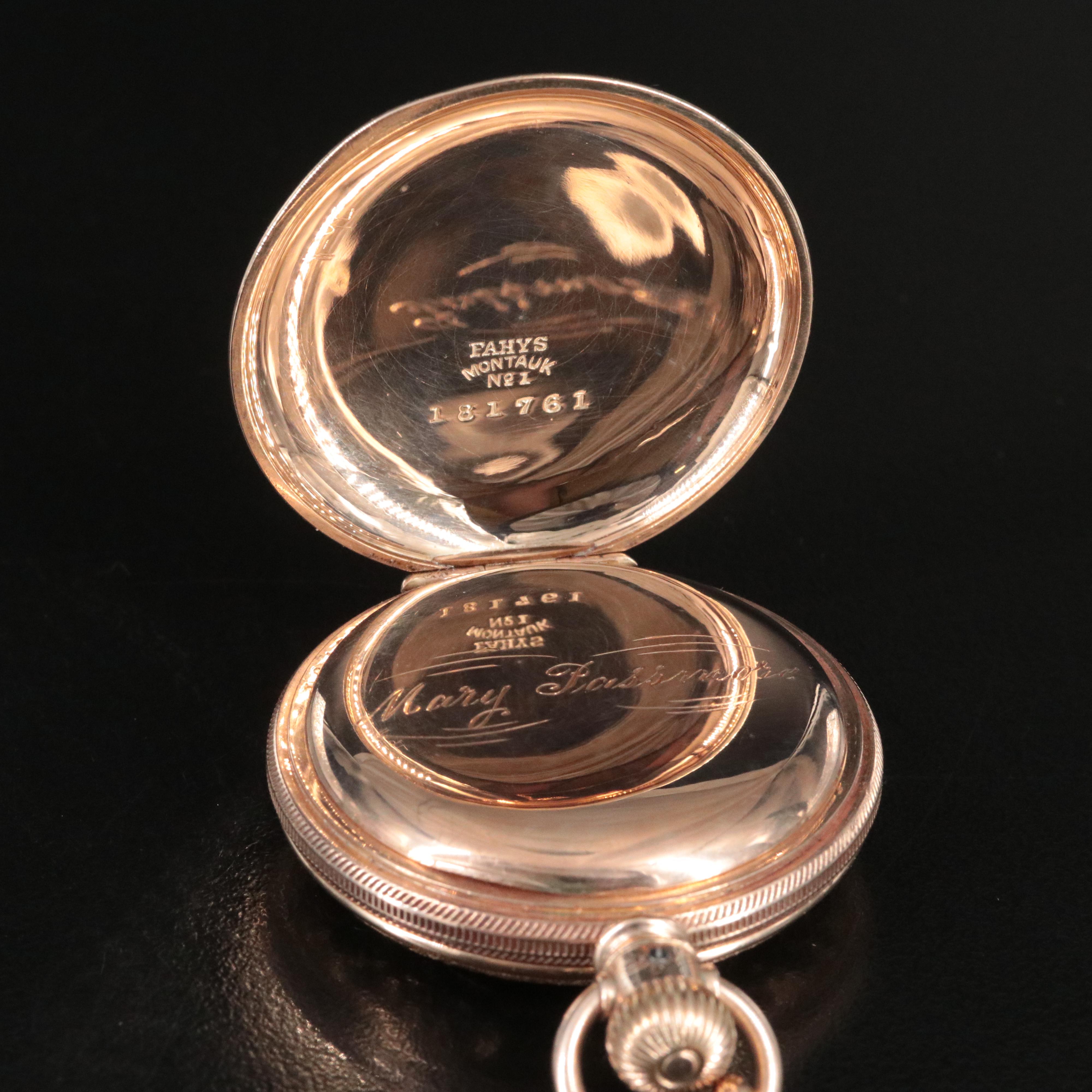 1889 Elgin Gold-Filled Hunting Case Pocket Watch and Fob Chain