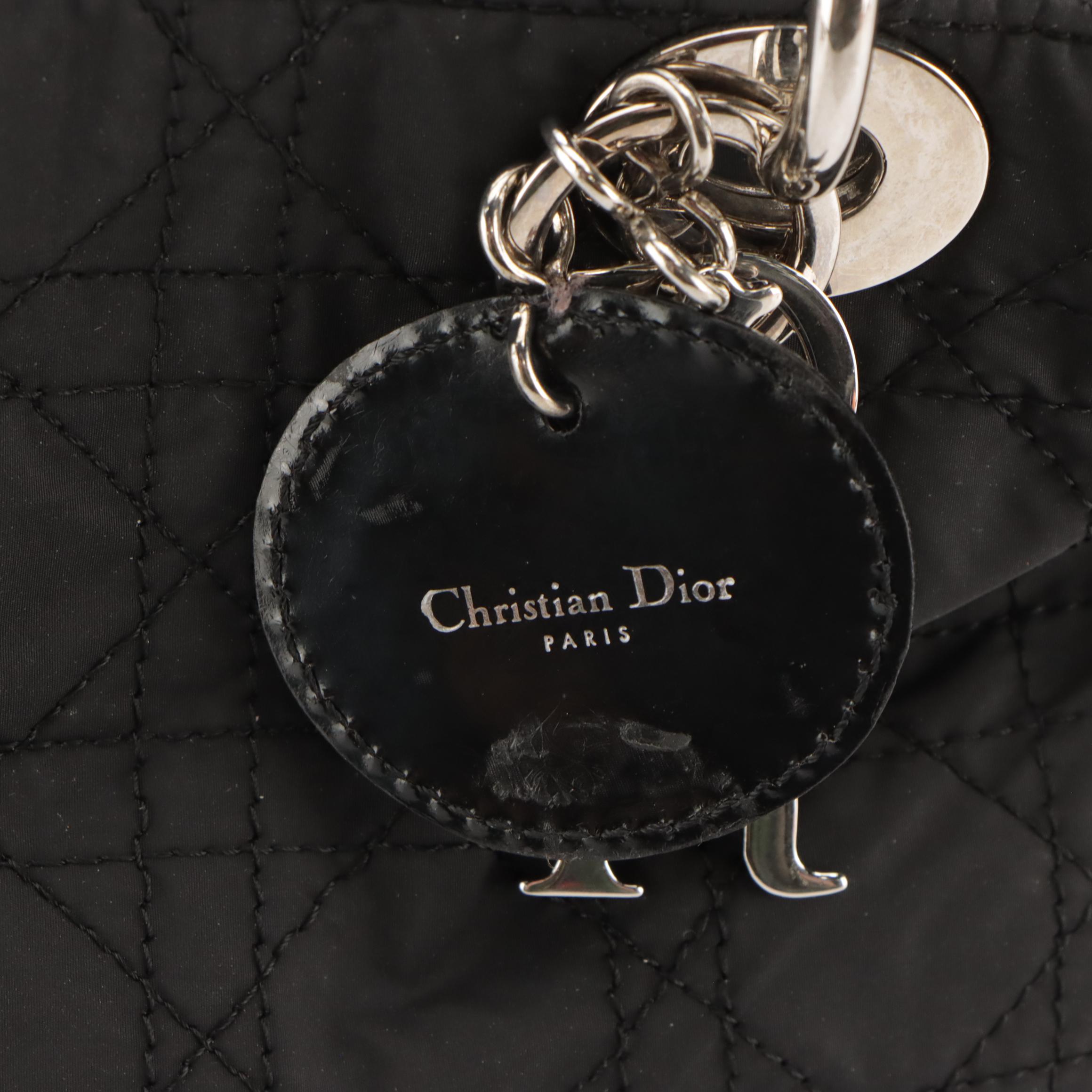 Christian Dior Cannage Quilted Nylon and Glazed Leather Lady Dior Two-Way Bag