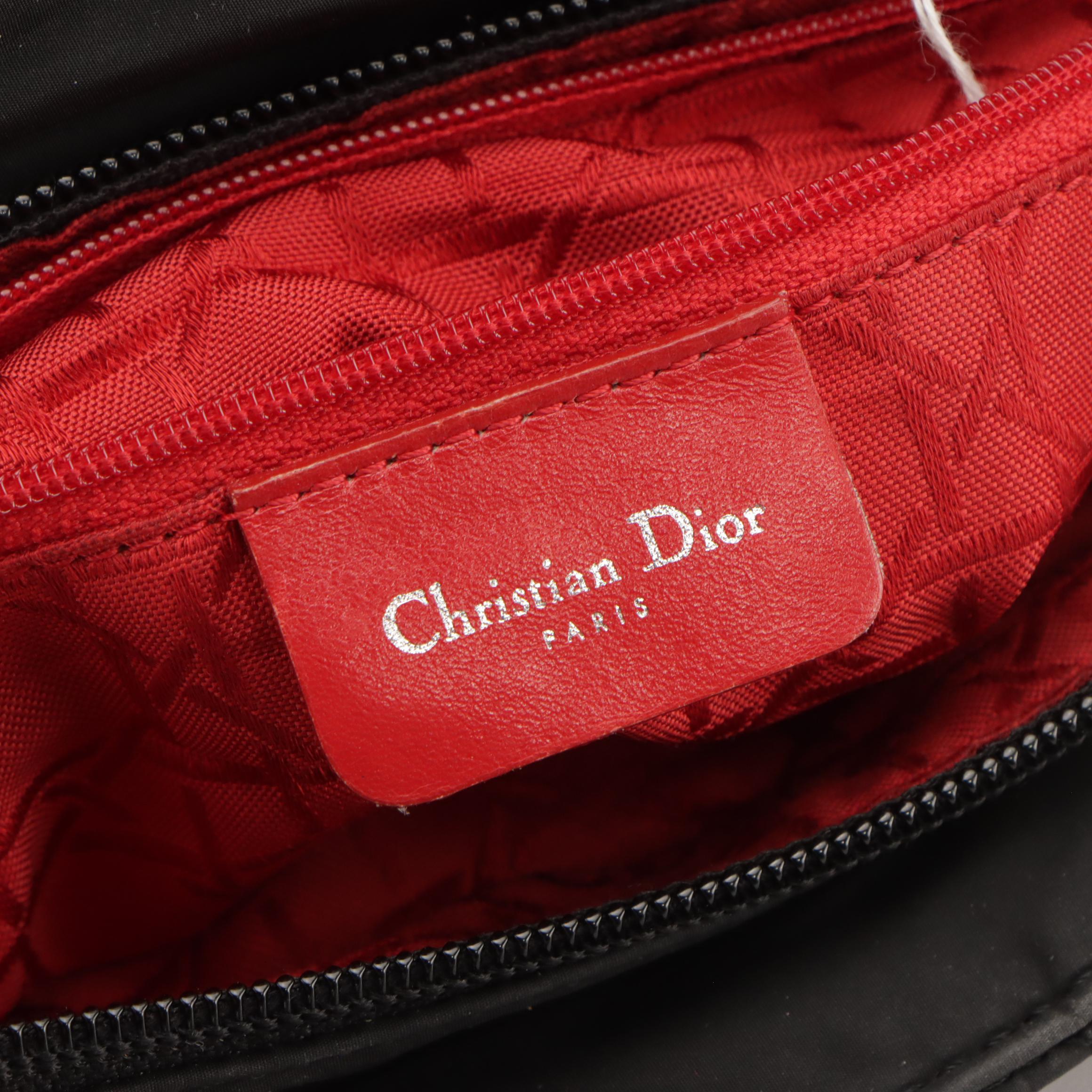 Christian Dior Cannage Quilted Nylon and Glazed Leather Lady Dior Two-Way Bag
