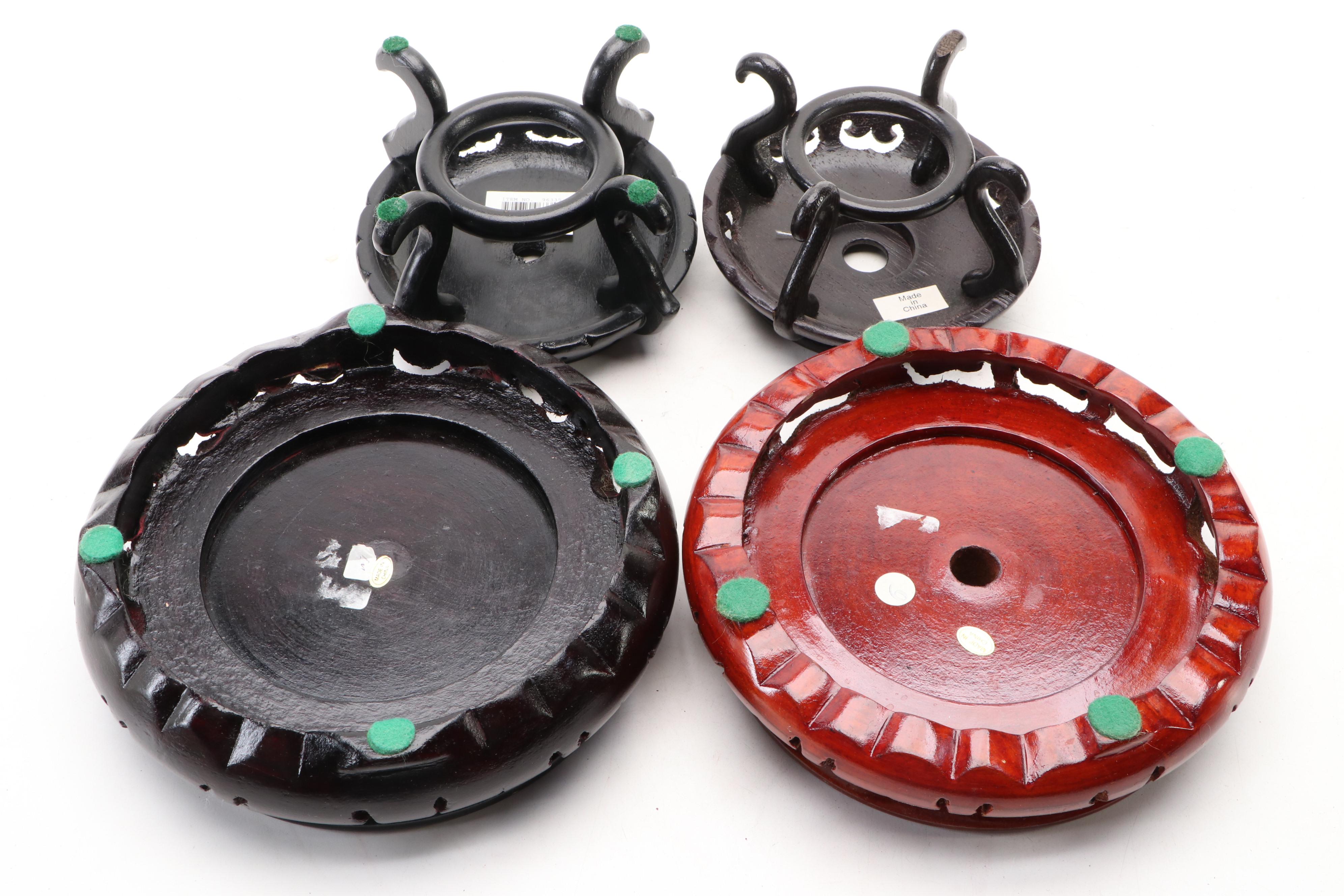 Chinese Carved Vase Stands and Plate Holders