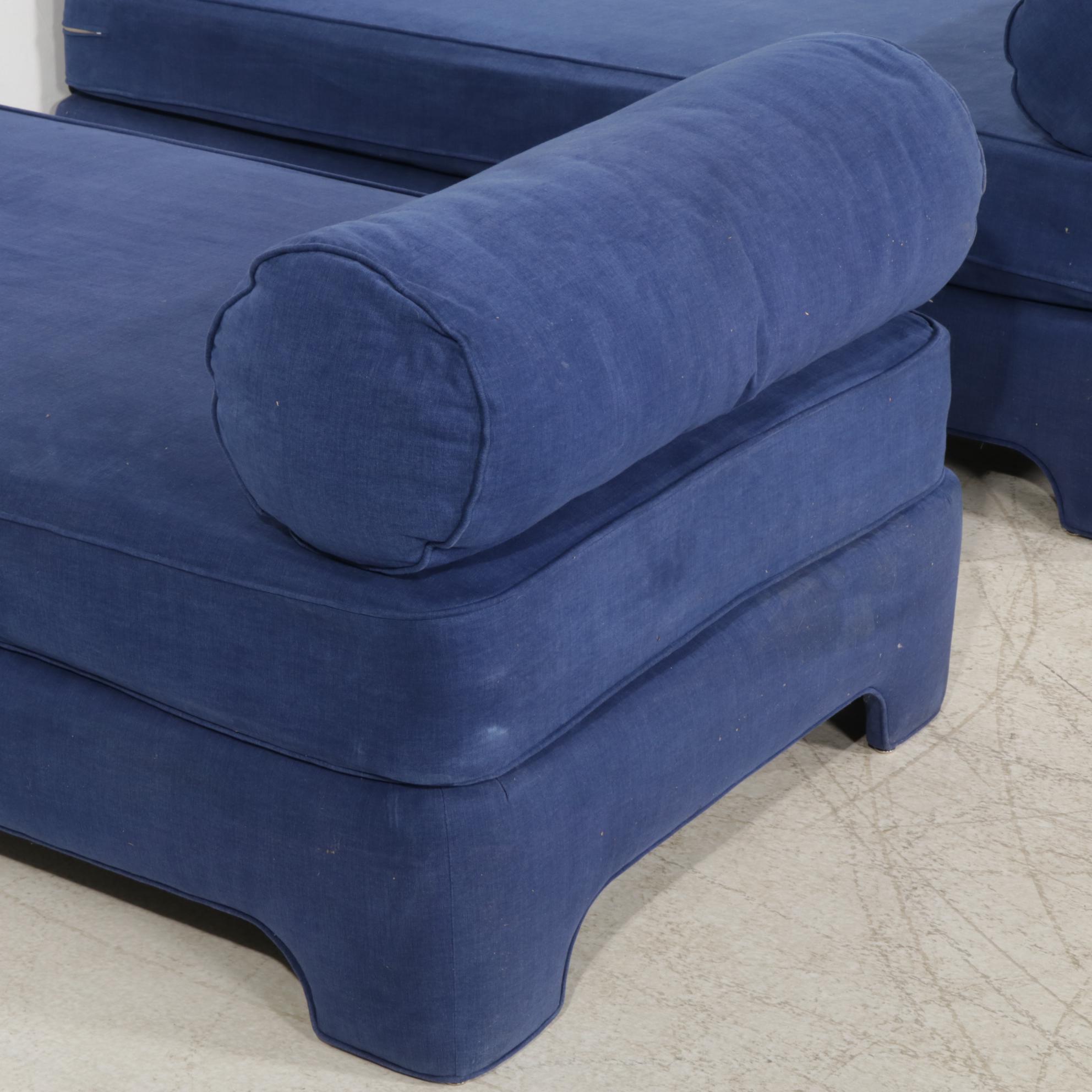 Two Upholstered Platform Day Beds, 21st Century