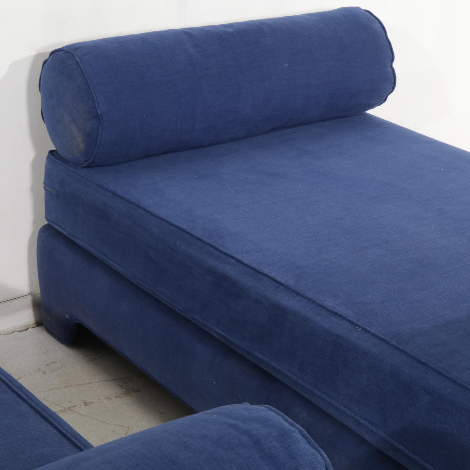 Two Upholstered Platform Day Beds, 21st Century