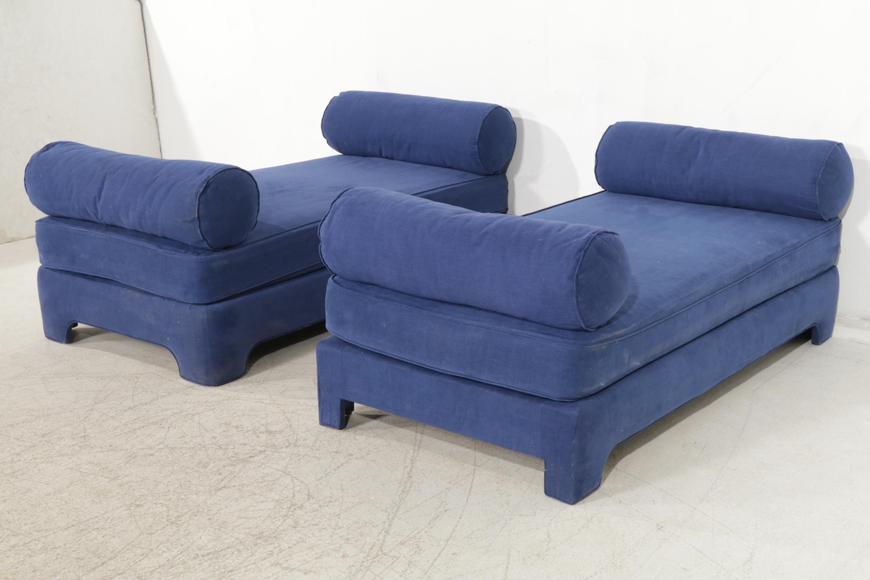 Two Upholstered Platform Day Beds, 21st Century