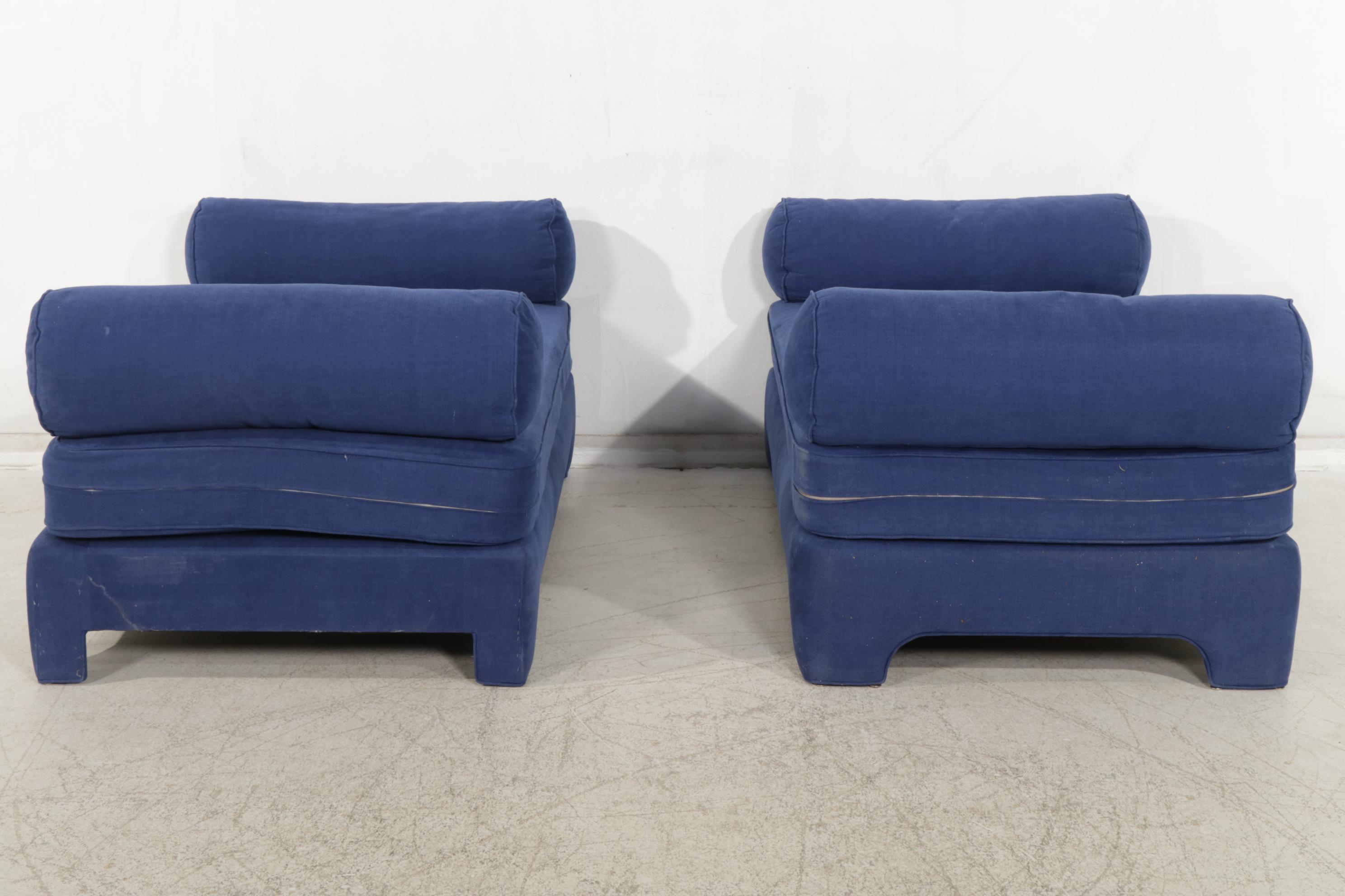 Two Upholstered Platform Day Beds, 21st Century