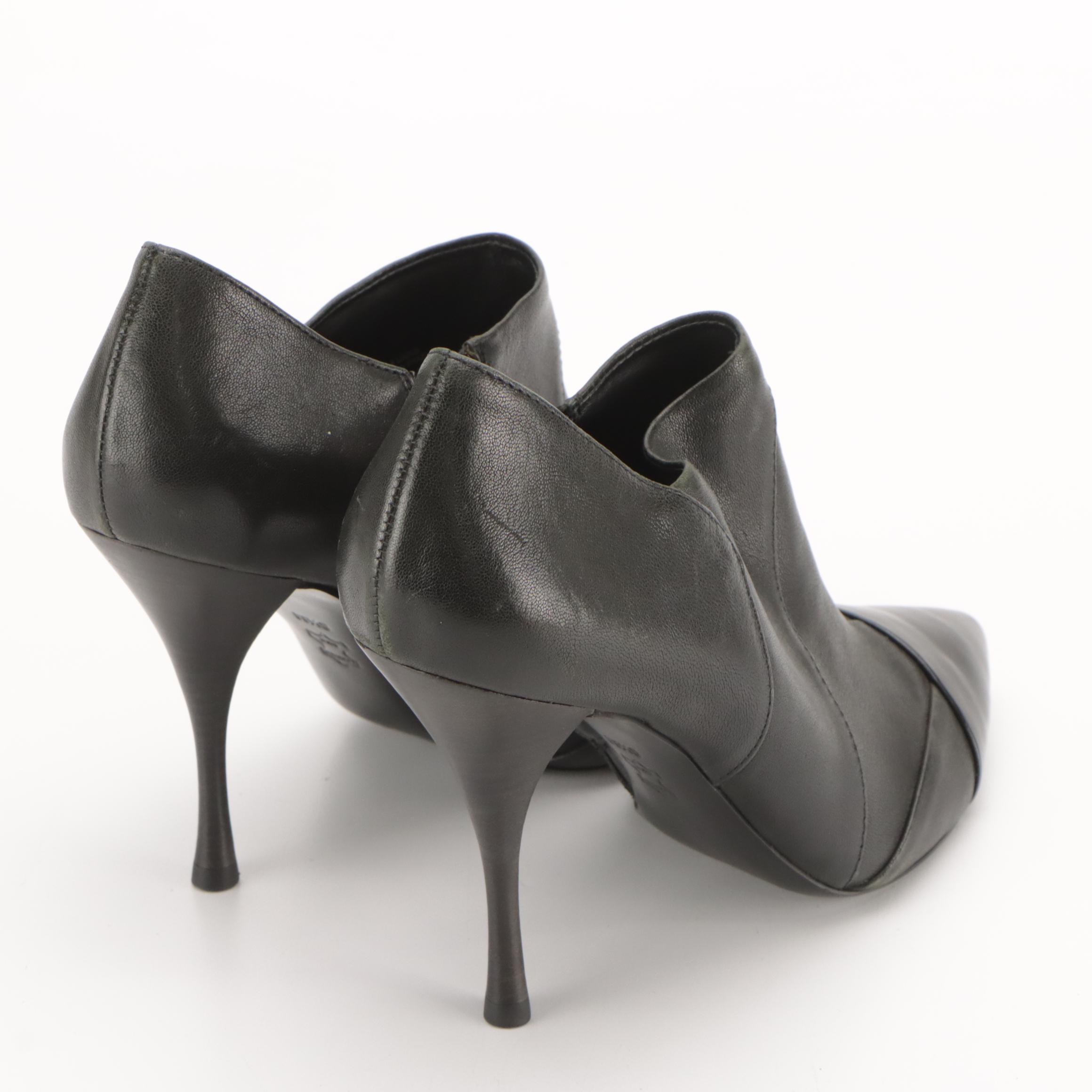 Tory Burch Lorelei Pointed Toe Stiletto Ankle Boots in Black Leather