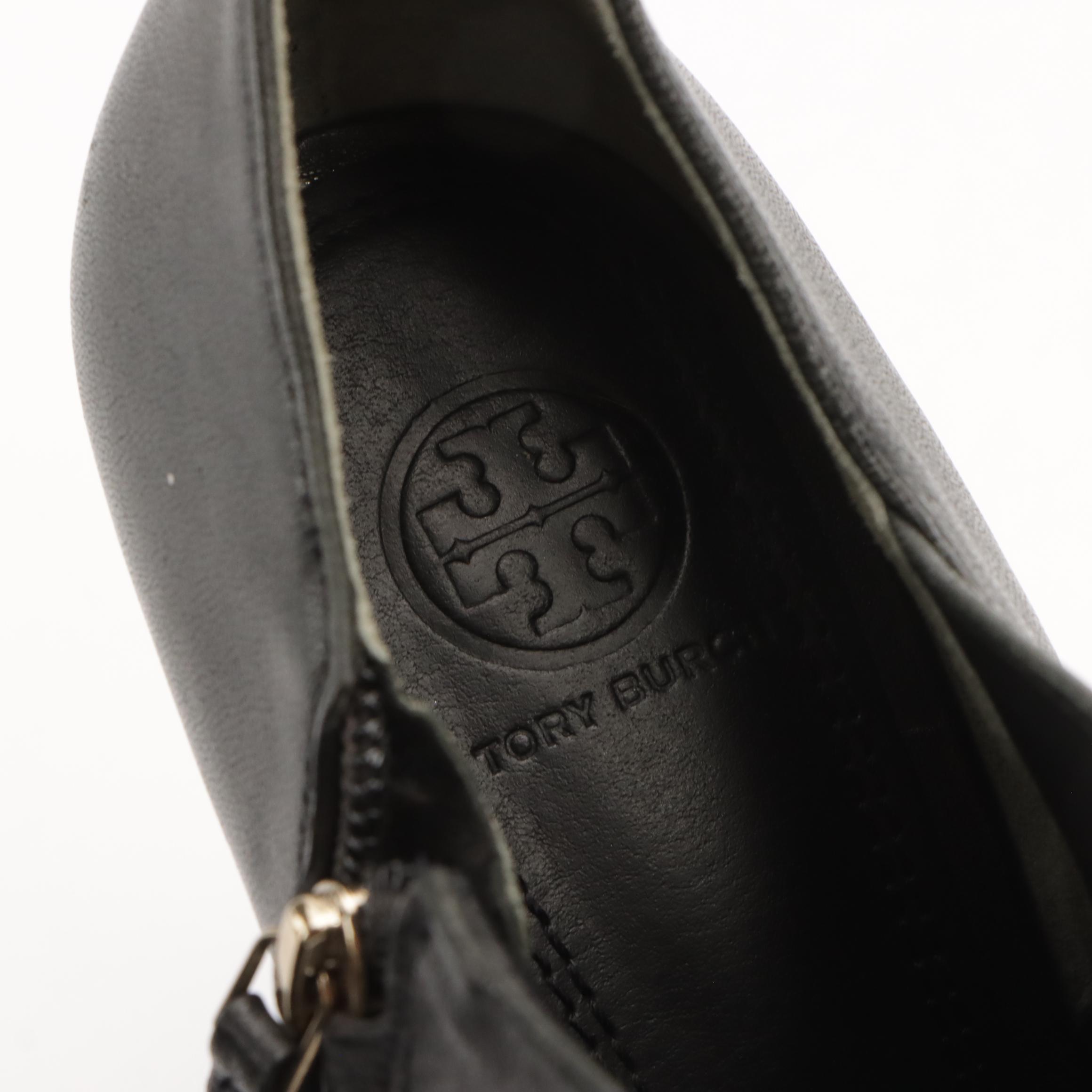 Tory Burch Lorelei Pointed Toe Stiletto Ankle Boots in Black Leather