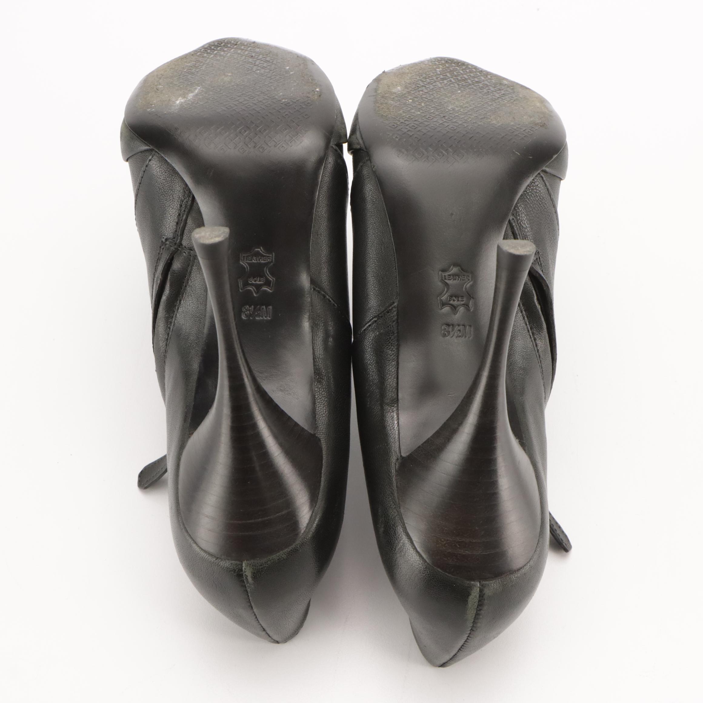 Tory Burch Lorelei Pointed Toe Stiletto Ankle Boots in Black Leather