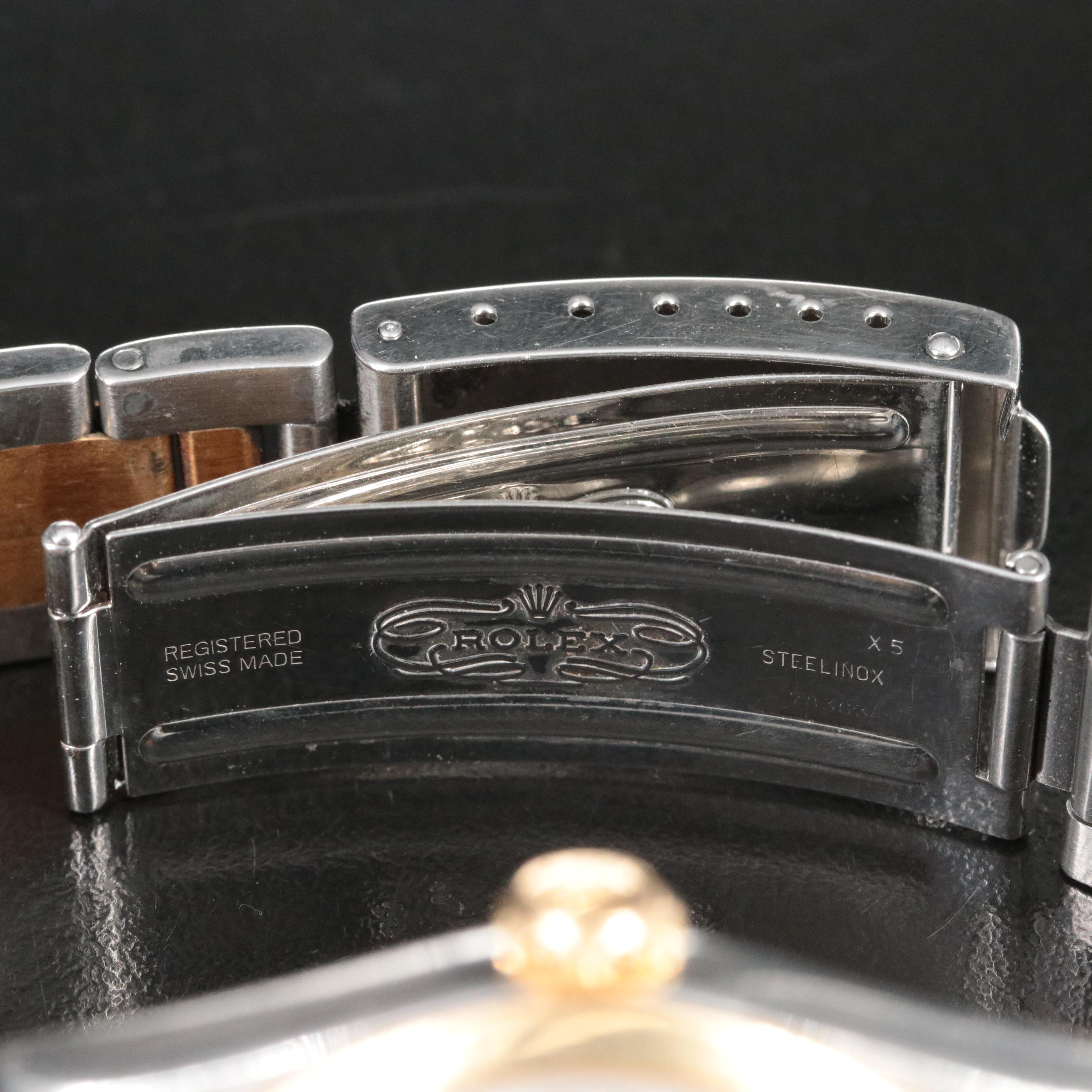 1999 Rolex Datejust 36 White Roman Dial Steel and Gold 16203 Watch