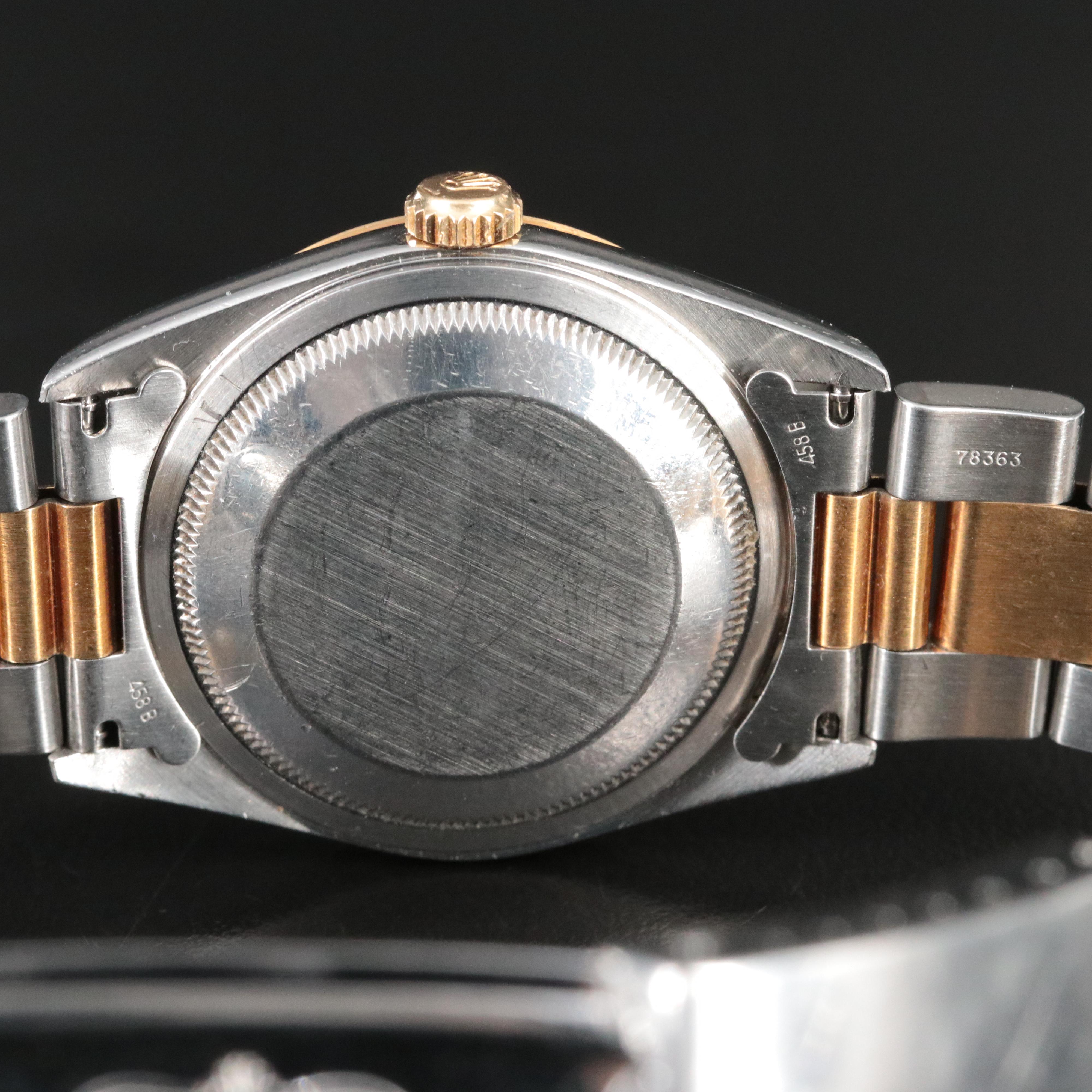 1999 Rolex Datejust 36 White Roman Dial Steel and Gold 16203 Watch