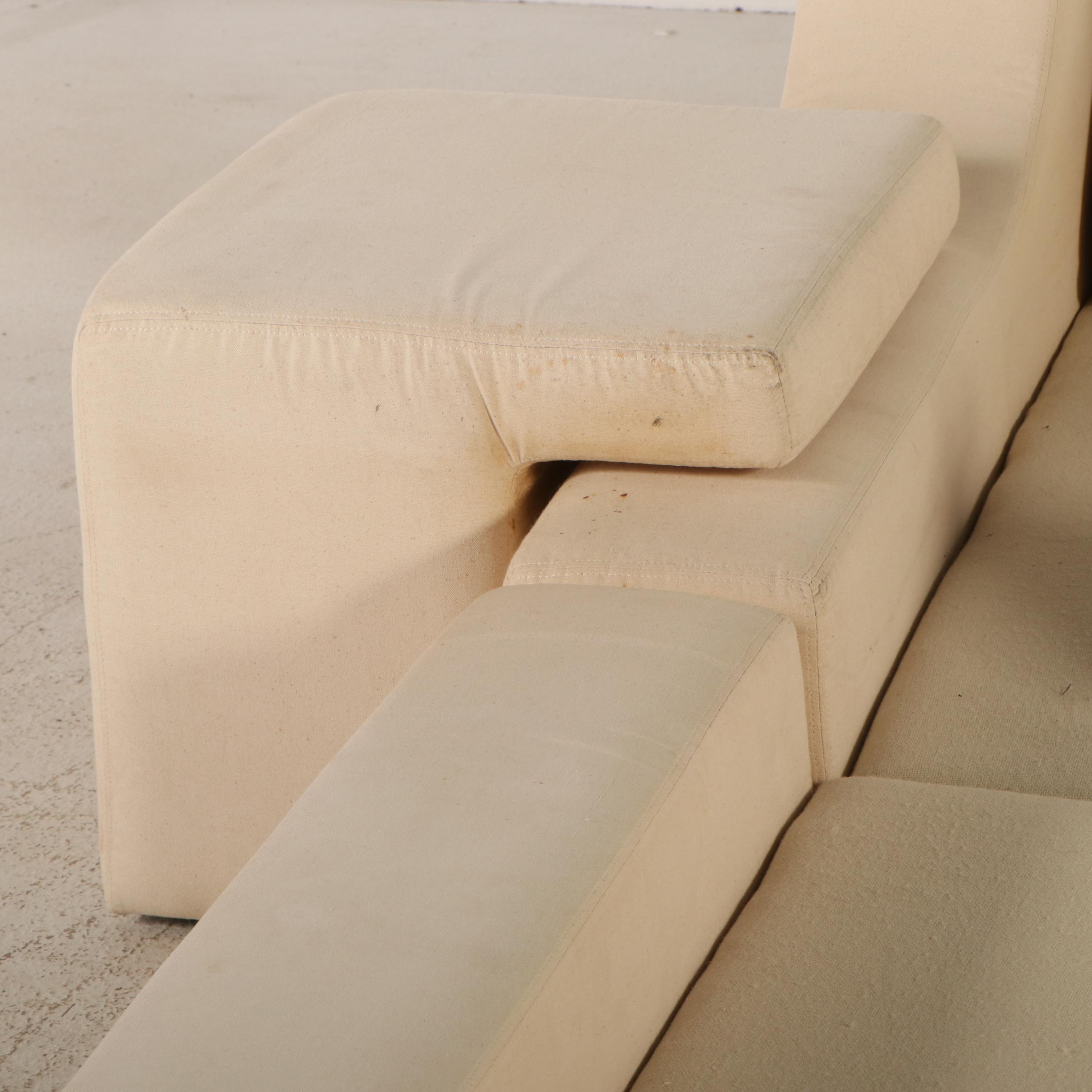 Roche Bobois Postmodernist Cream Upholstered Modular Platform Bed, 1970s