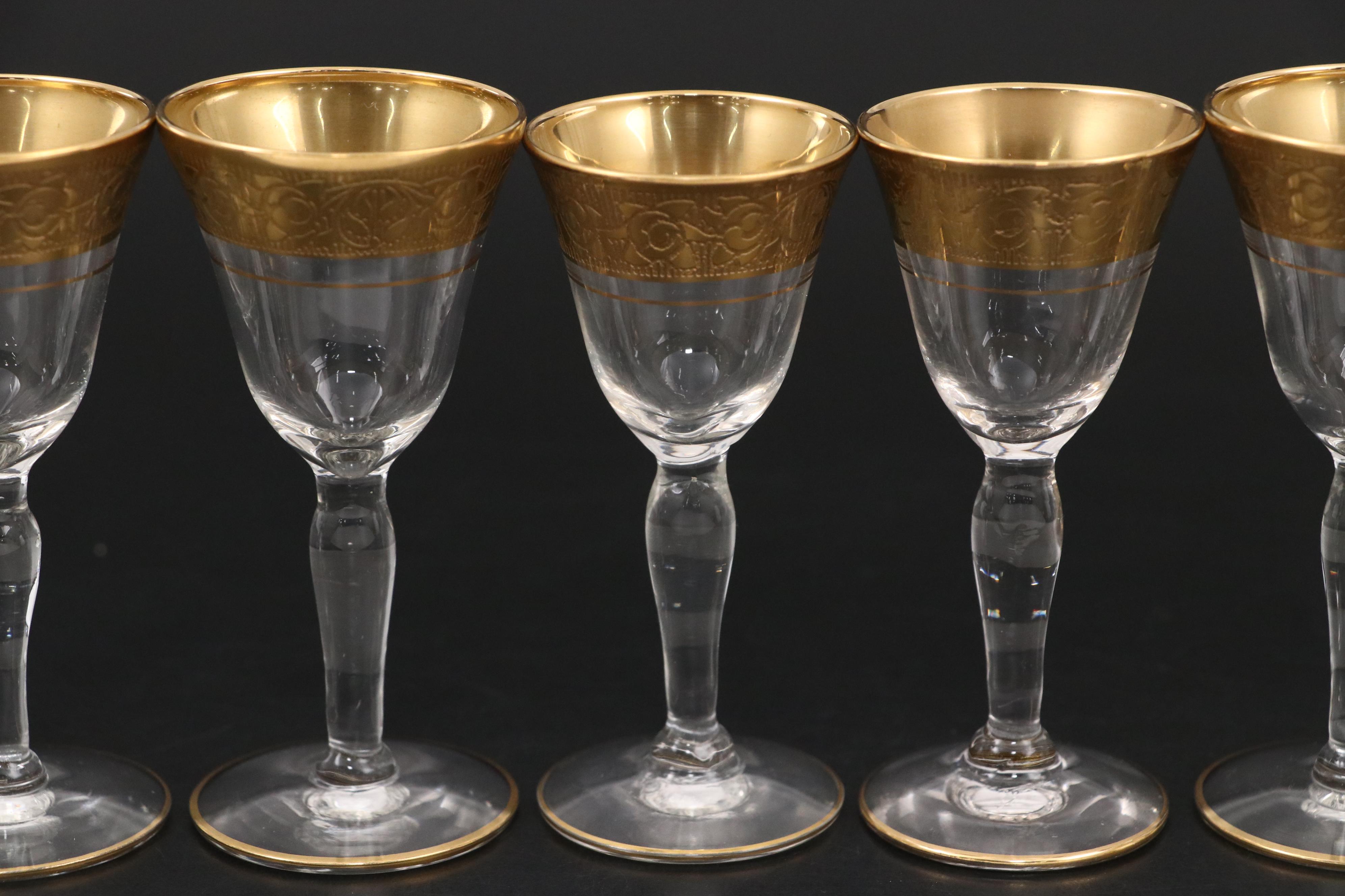 Glastonbury-Lotus "Rambler Rose" Cordial Glasses with Other Tableware