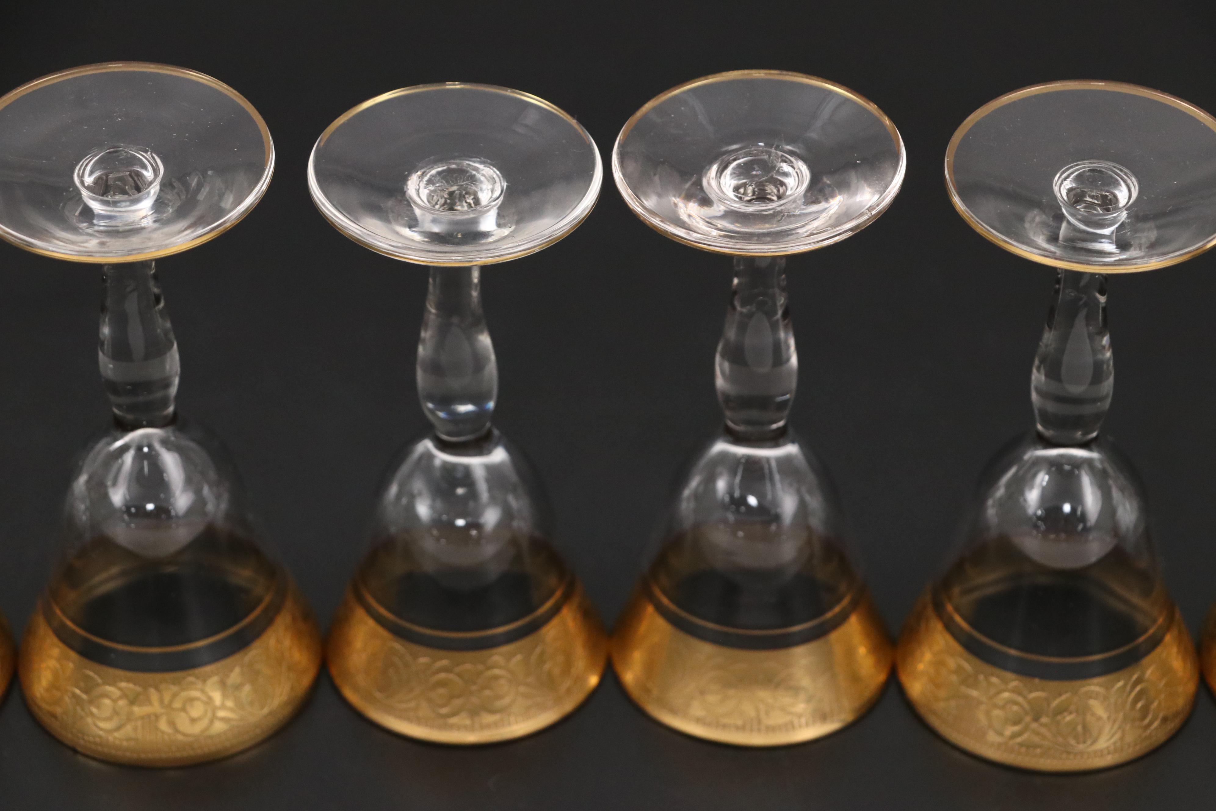 Glastonbury-Lotus "Rambler Rose" Cordial Glasses with Other Tableware