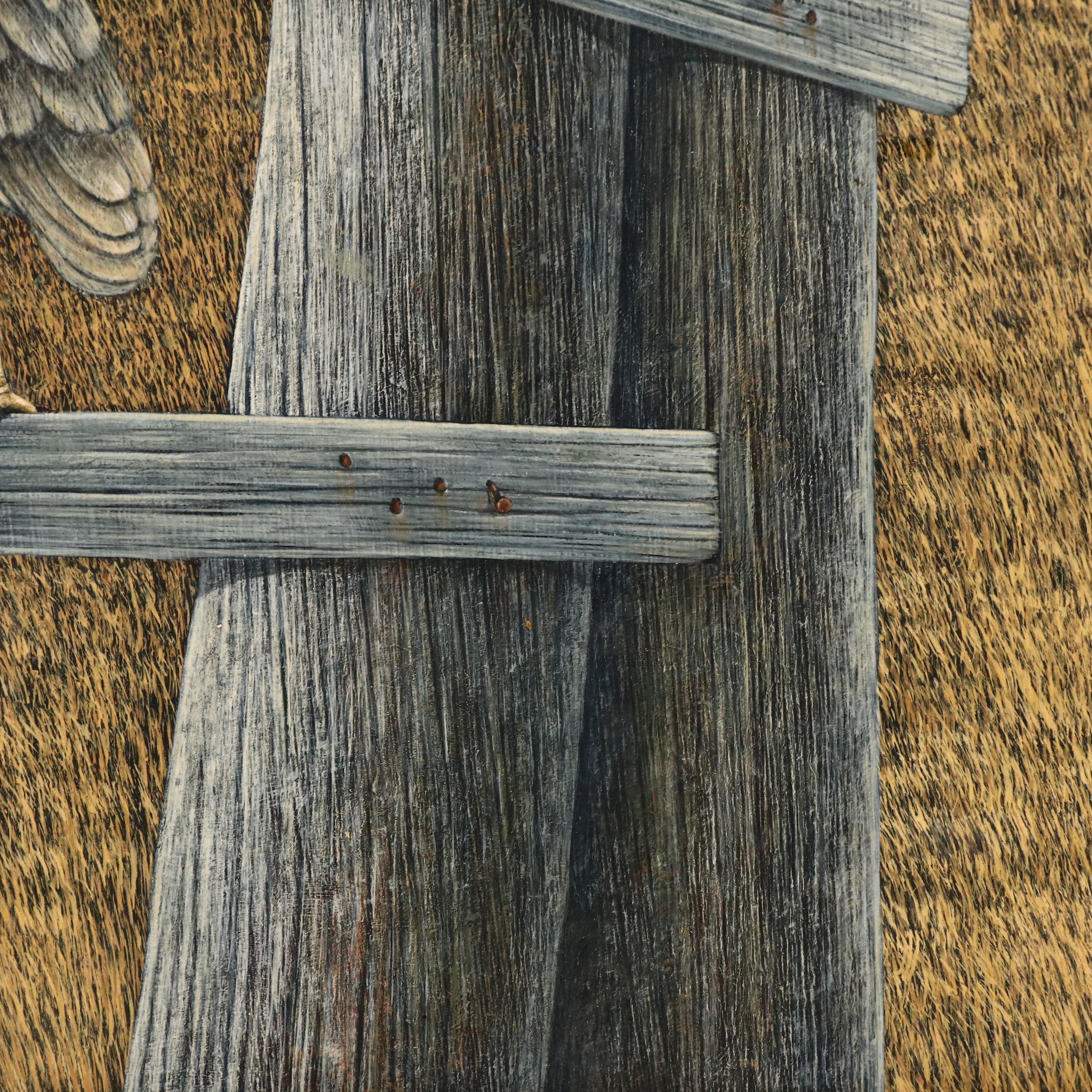 Richard Sparre Tempera Painting of  Shorebird in Marsh Landscape, Circa 1980