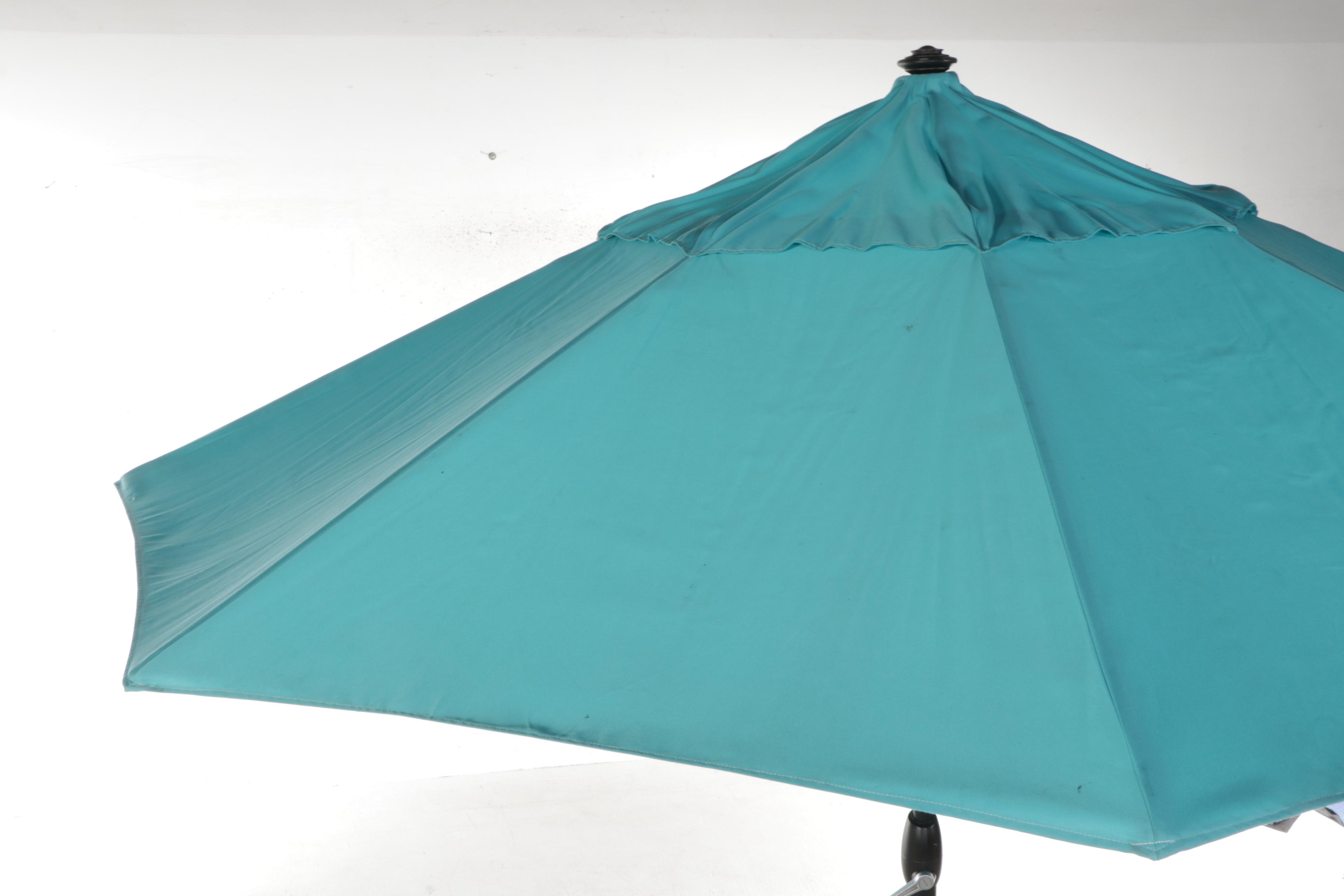 Frontgate Turquoise Patio Umbrella on Stand