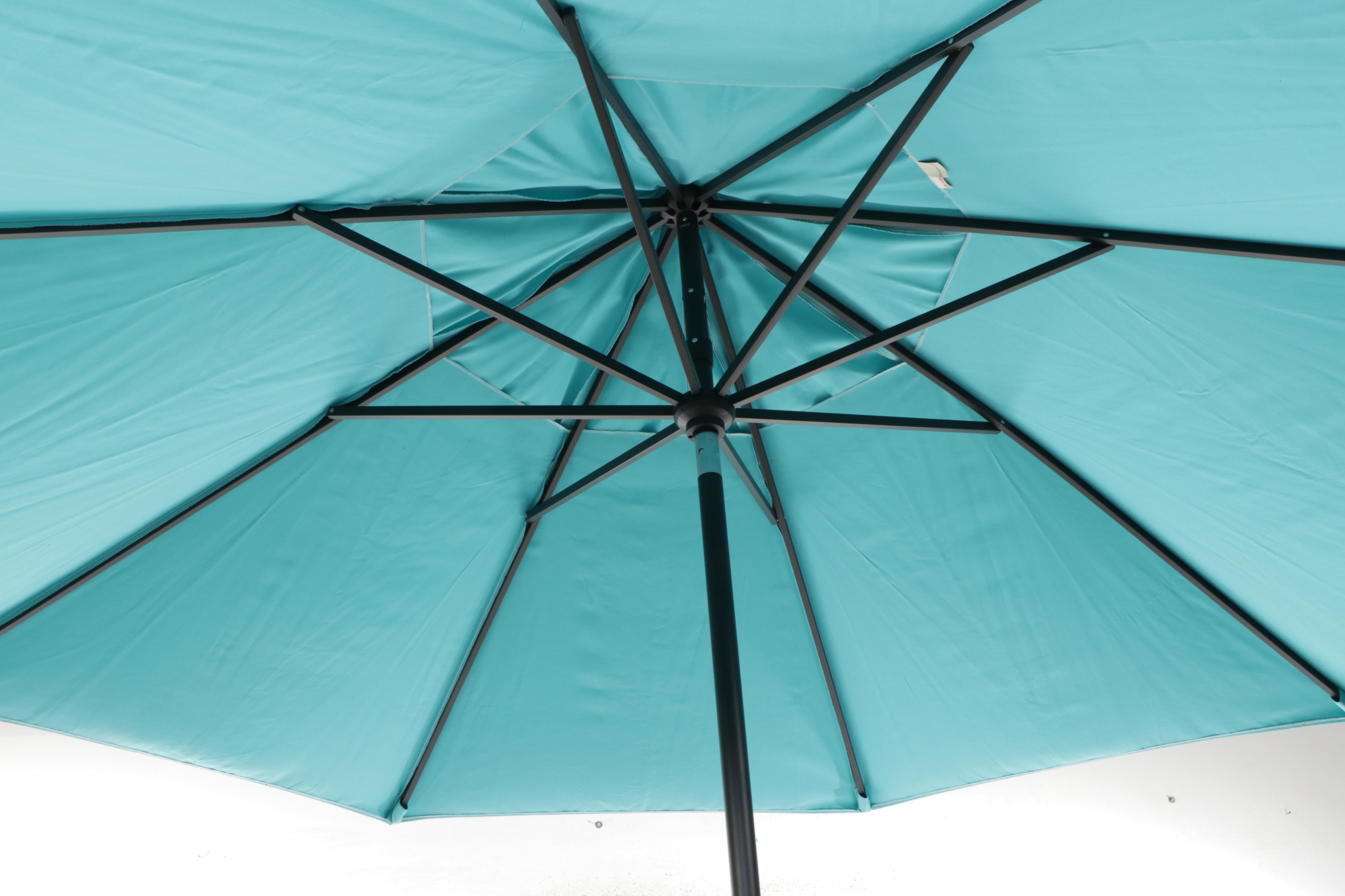 Frontgate Turquoise Patio Umbrella on Stand