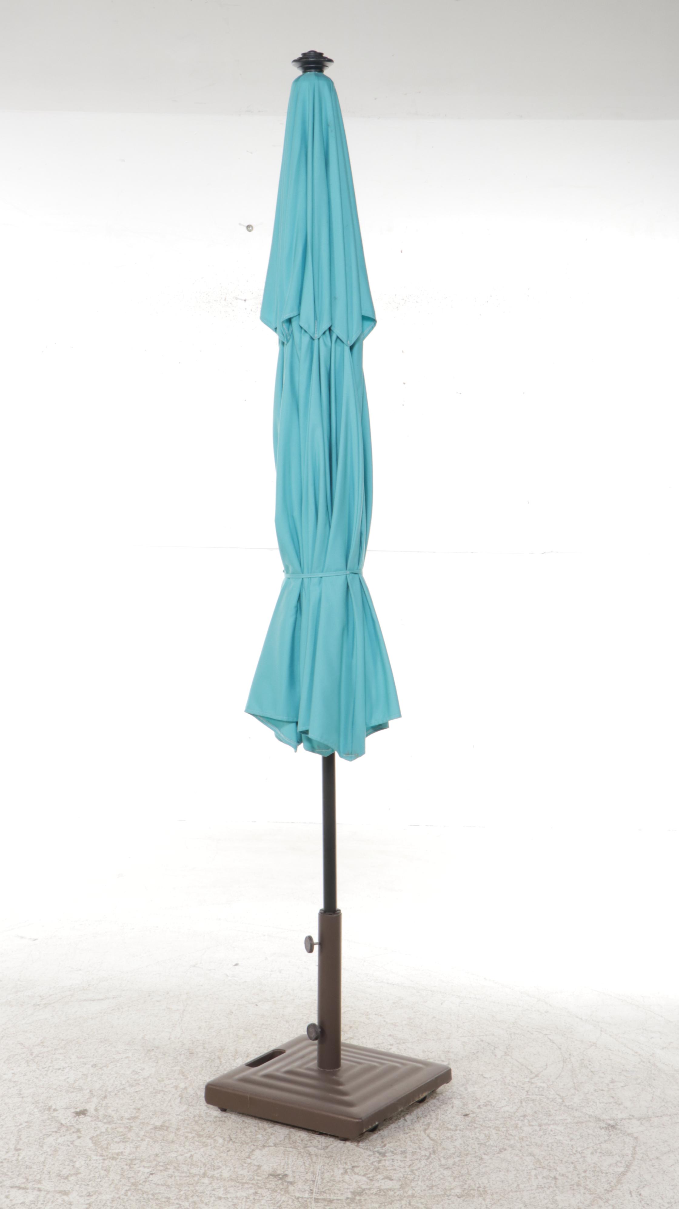 Frontgate Turquoise Patio Umbrella on Stand
