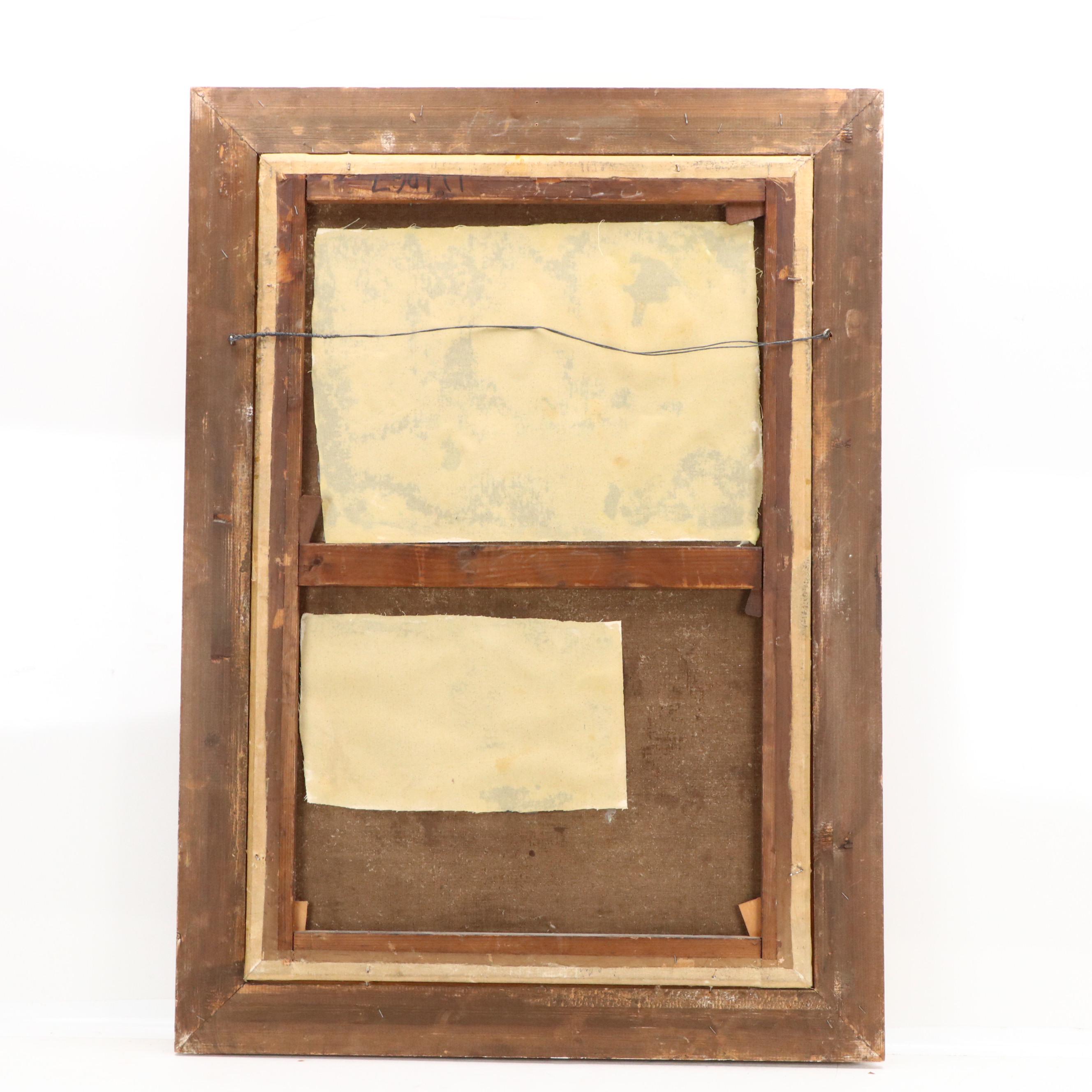 Pre-Raphaelite Style Oil Painting of Woman Picking Flowers