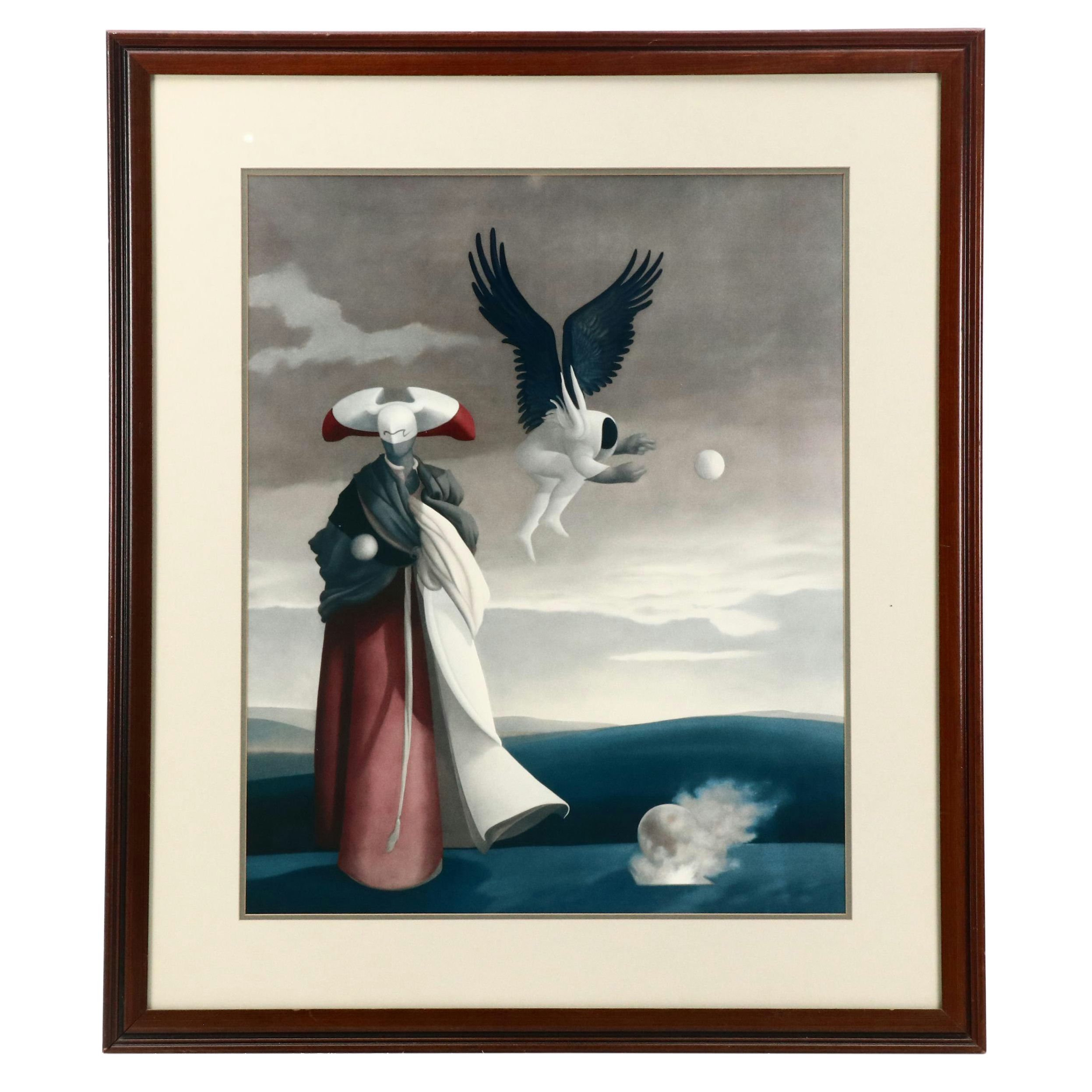 Surrealist Style Offset Lithograph After Michael Parkes "Mars"