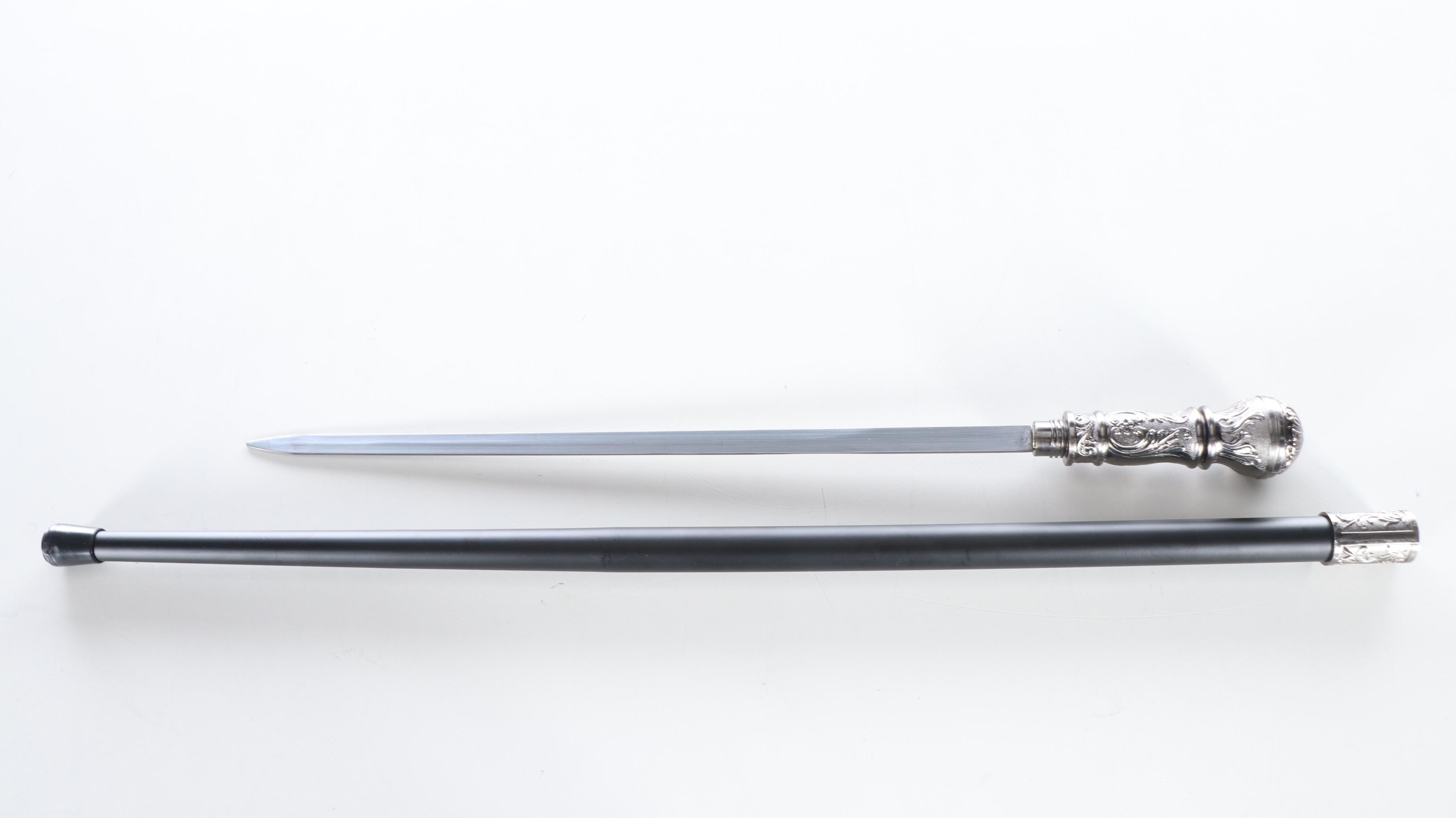 Scrolling Acanthus Knob Handled Sword Cane