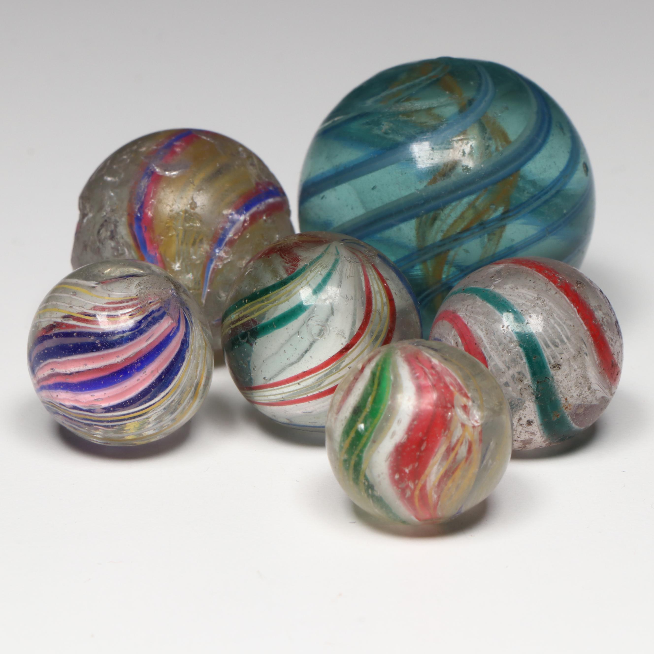 Latticino Core, Tornado Core, Ribbon Core and More Handmade German Glass Marbles