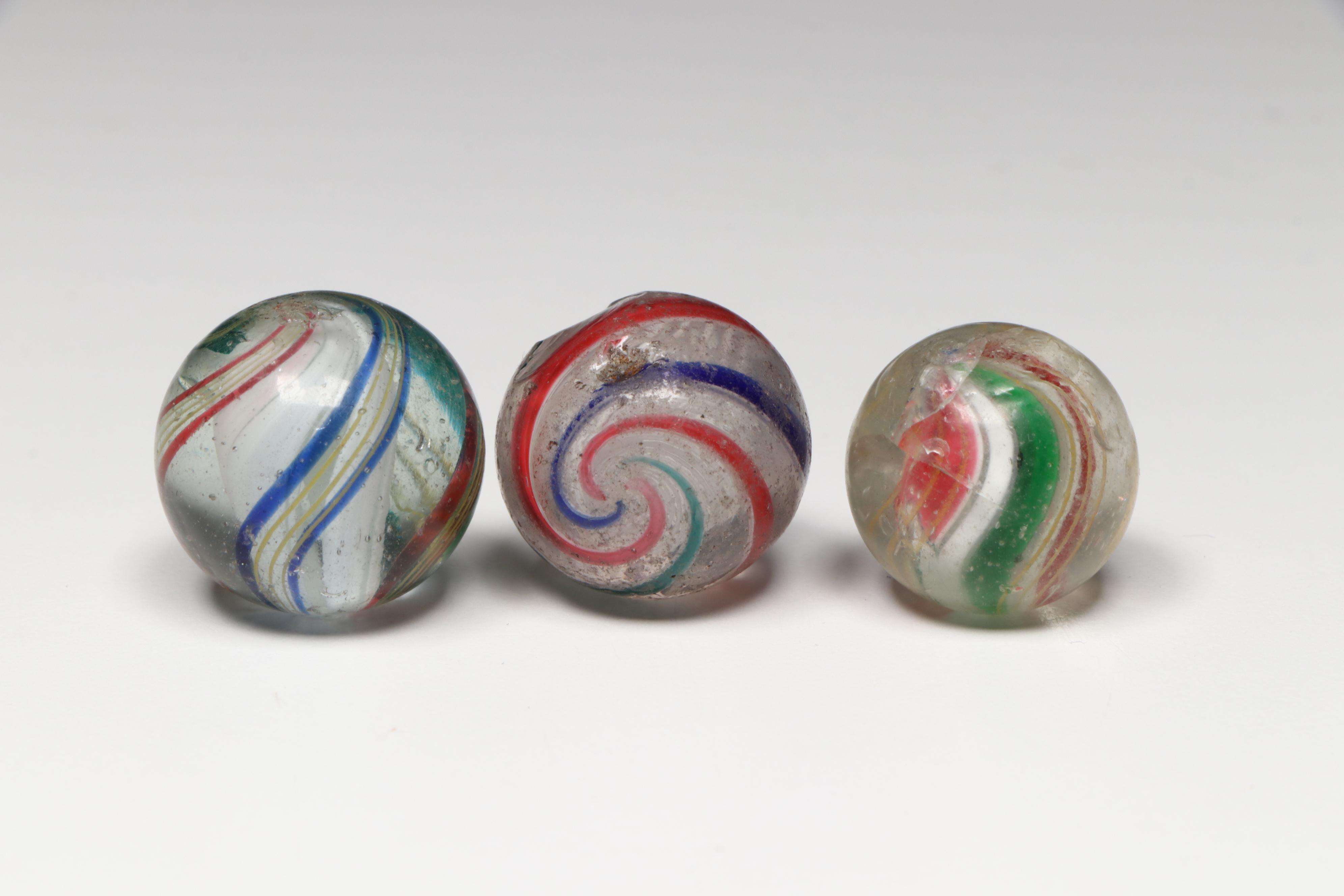 Latticino Core, Tornado Core, Ribbon Core and More Handmade German Glass Marbles