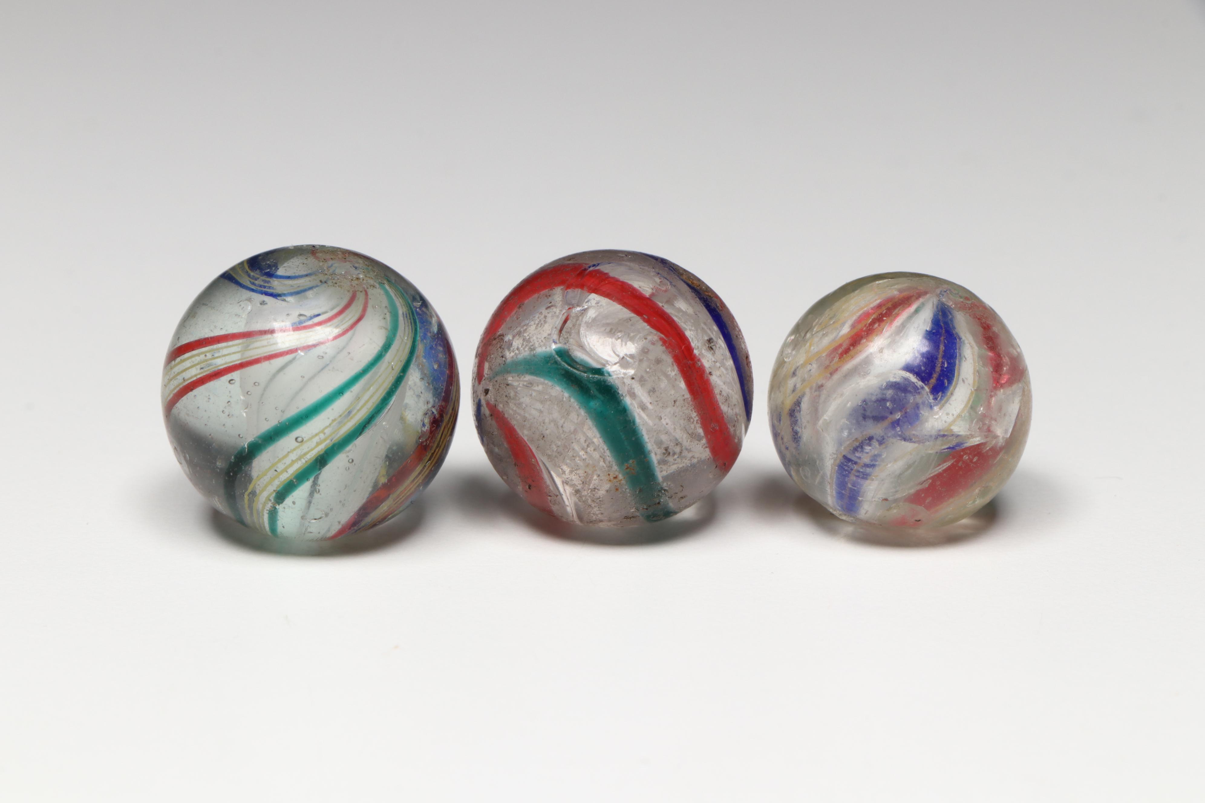 Latticino Core, Tornado Core, Ribbon Core and More Handmade German Glass Marbles