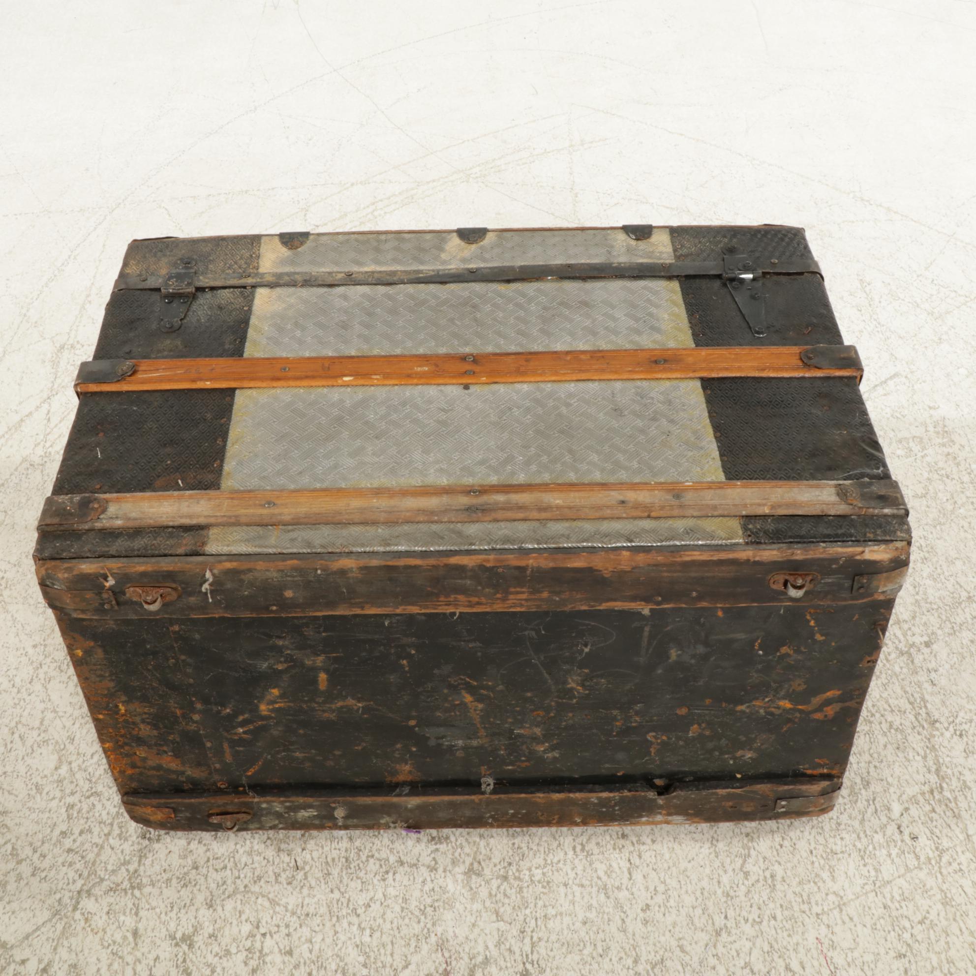 Metal Clad Dome Top Steamer  Trunk, Early 20th Century