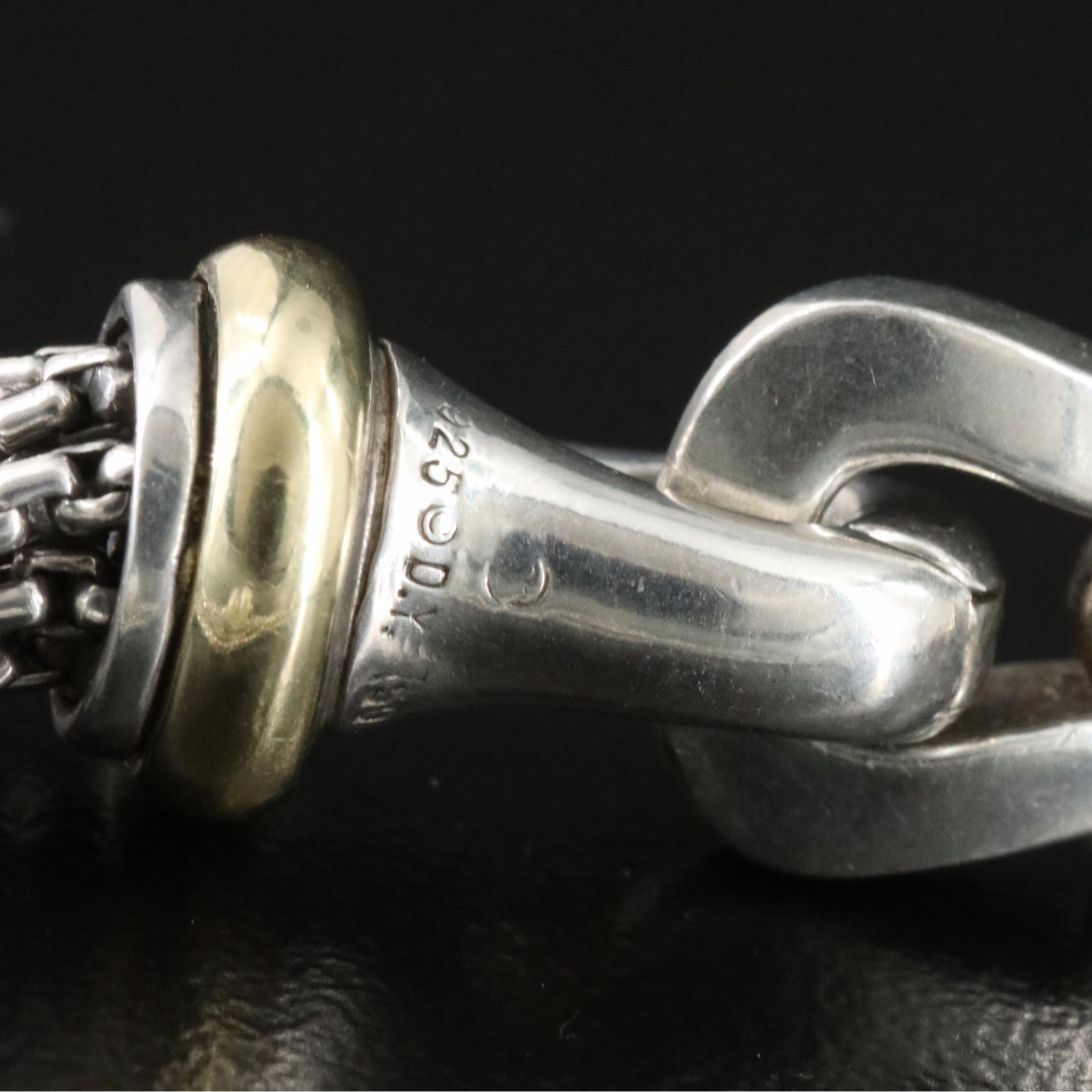 David Yurman Sterling Pearl Multi Strand Buckle Clasp Necklace with 18K Accents