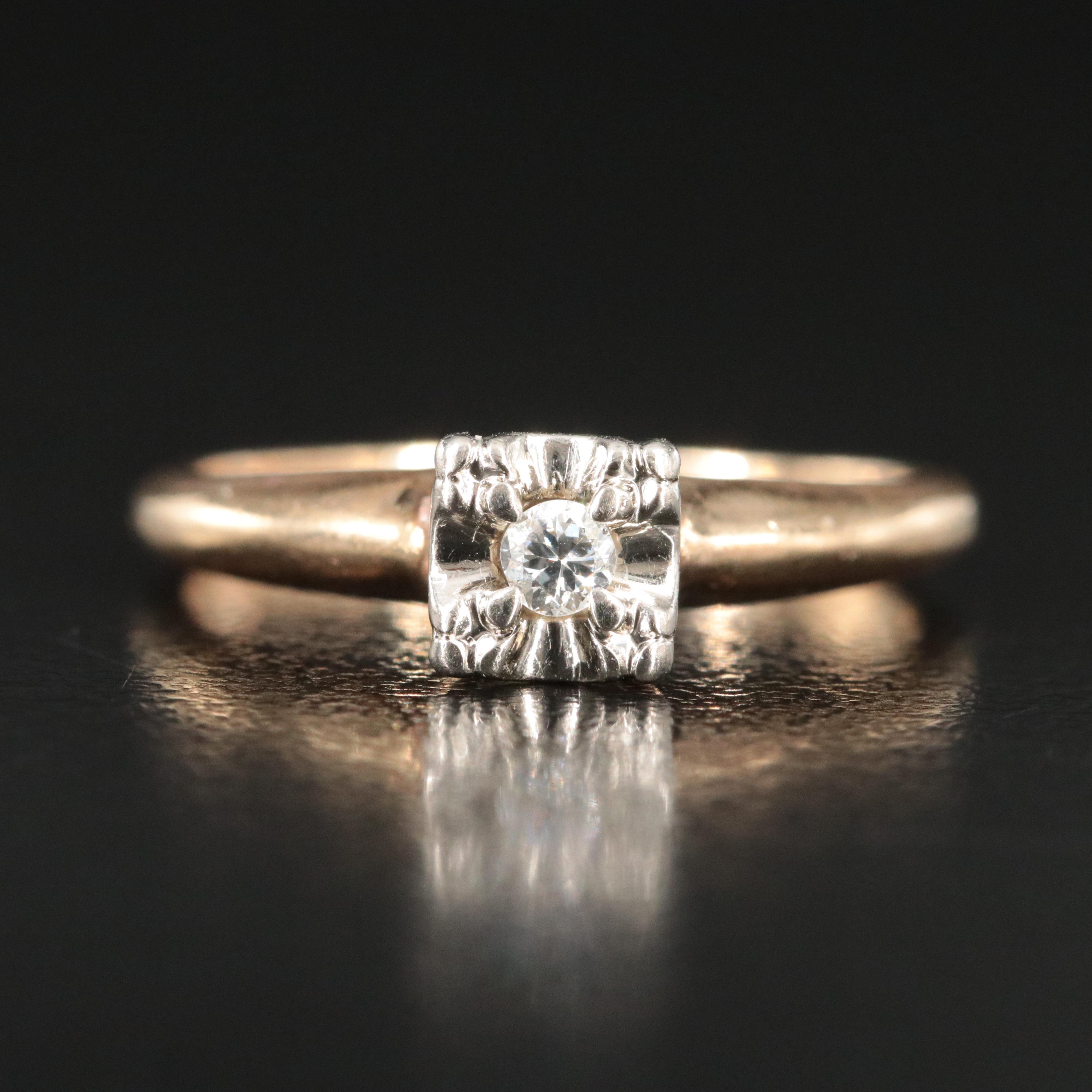Vintage 14K 0.06 CT Diamond Solitaire Ring