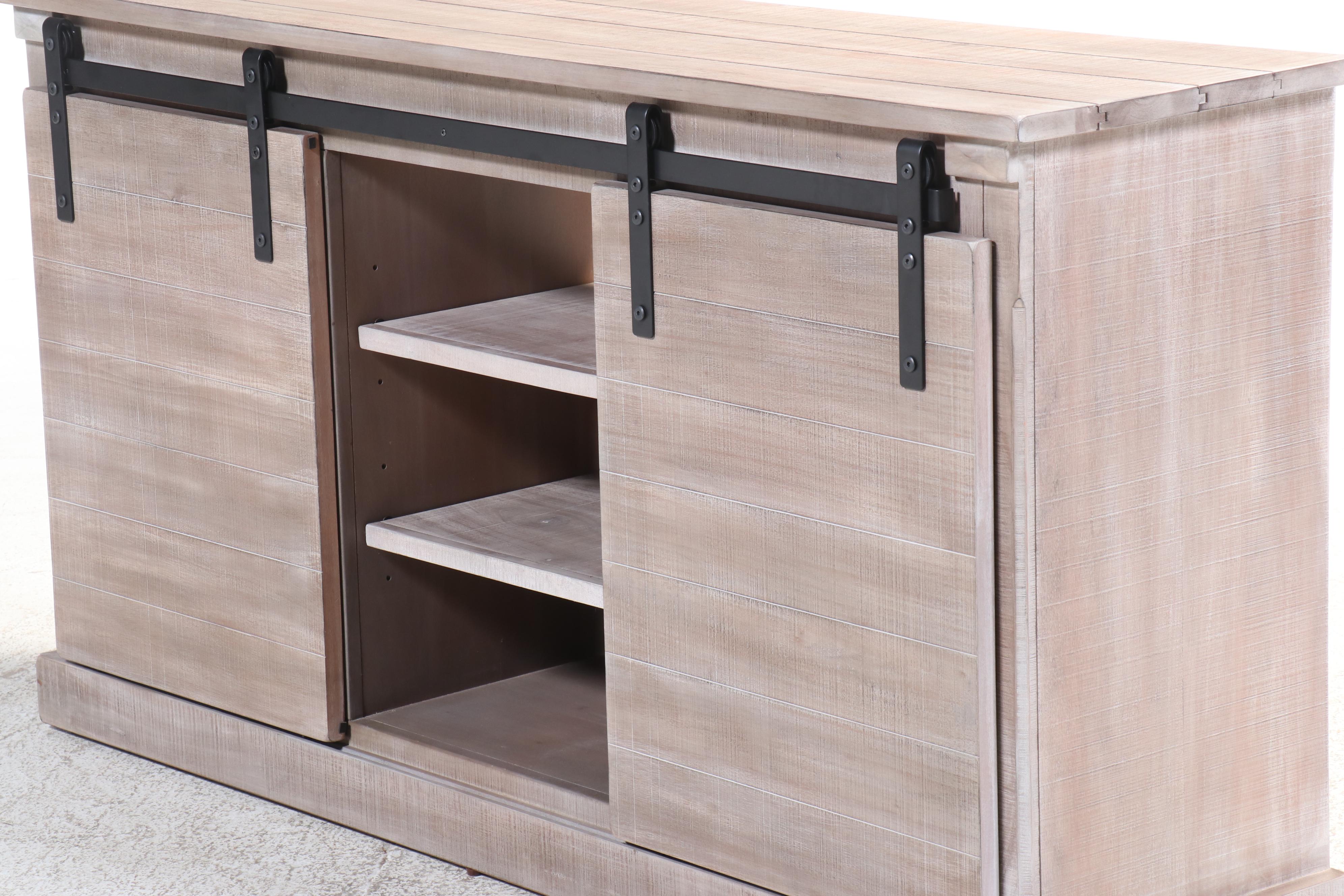 Contemporary Weathered Finish Wood Media Cabinet
