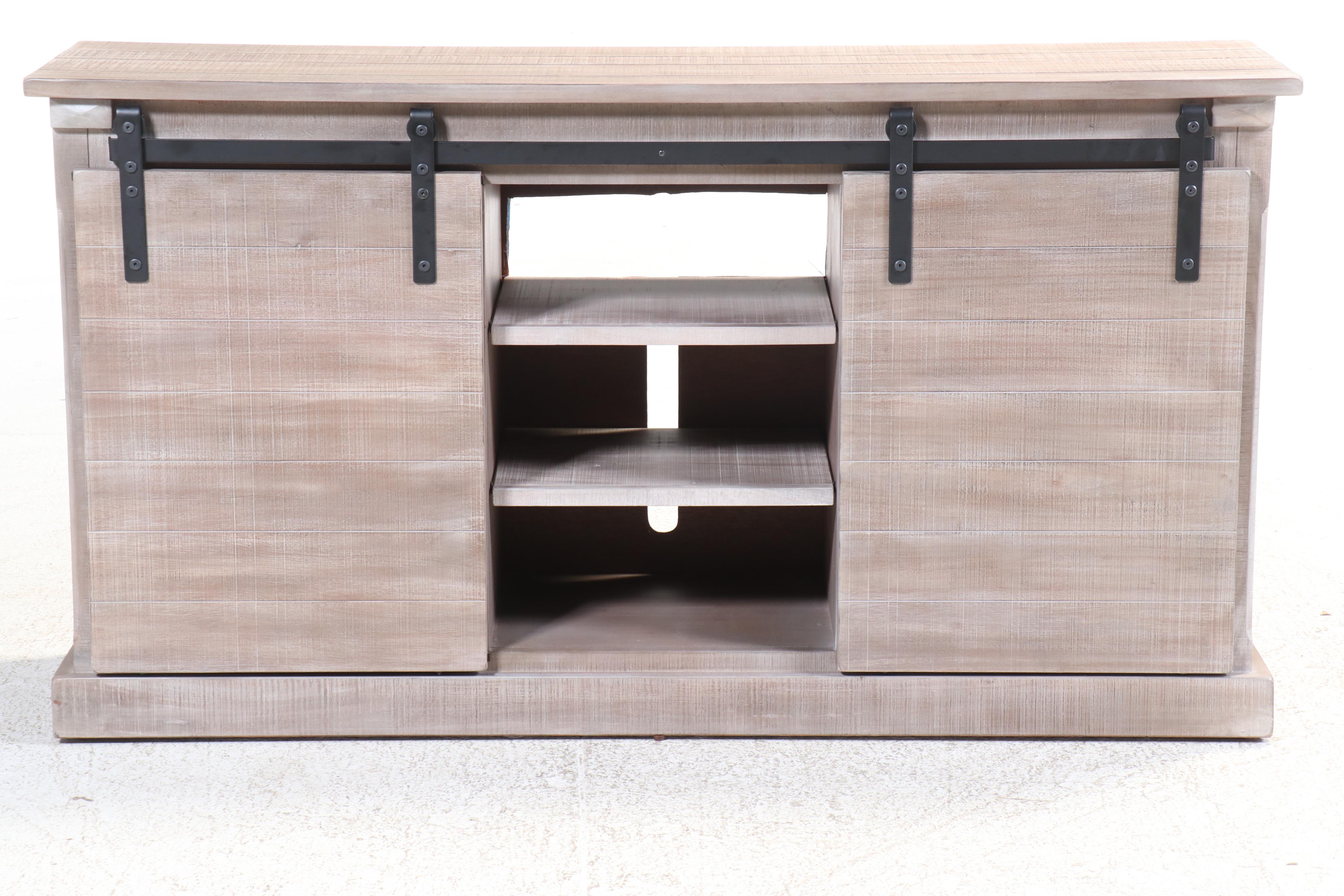 Contemporary Weathered Finish Wood Media Cabinet