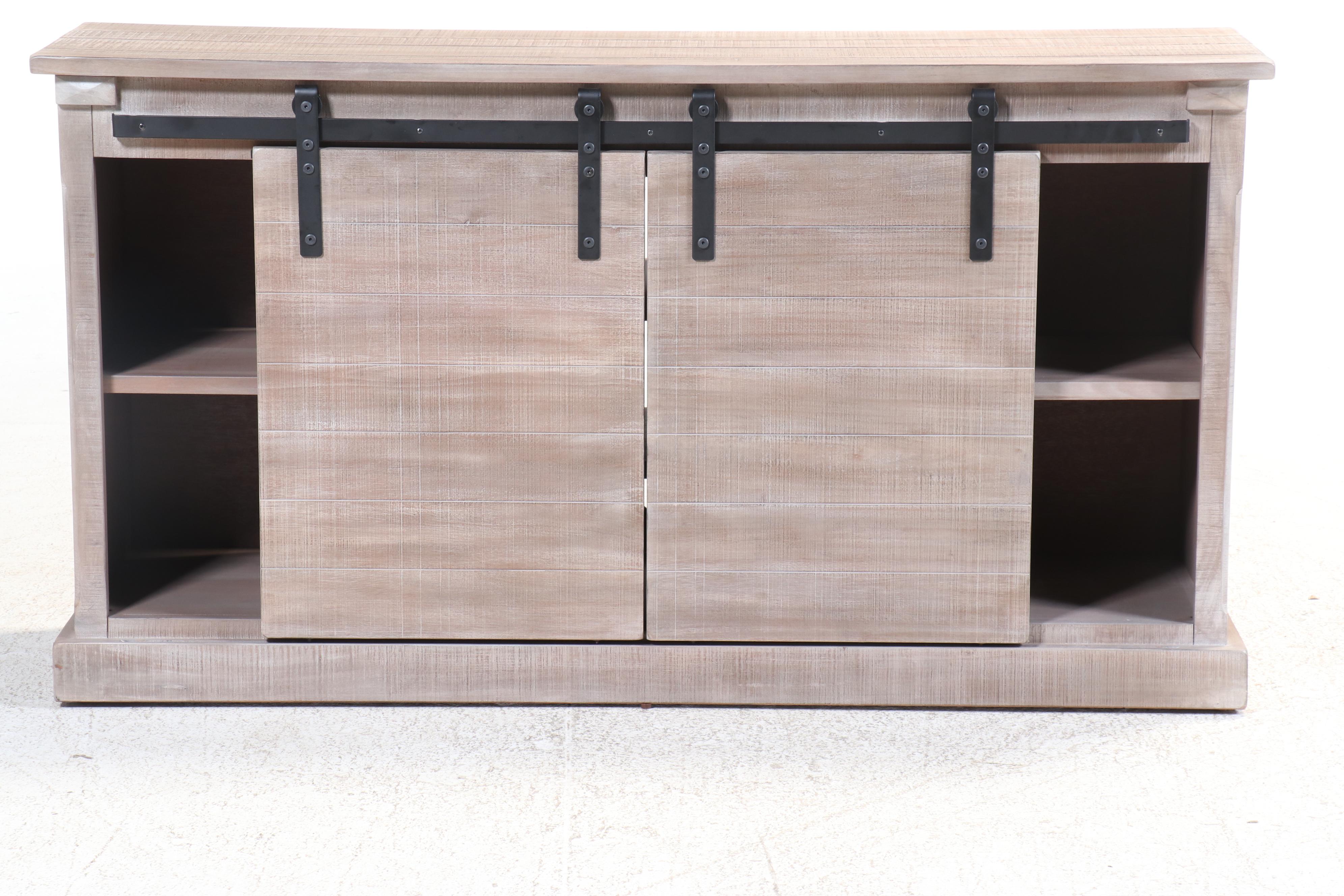 Contemporary Weathered Finish Wood Media Cabinet