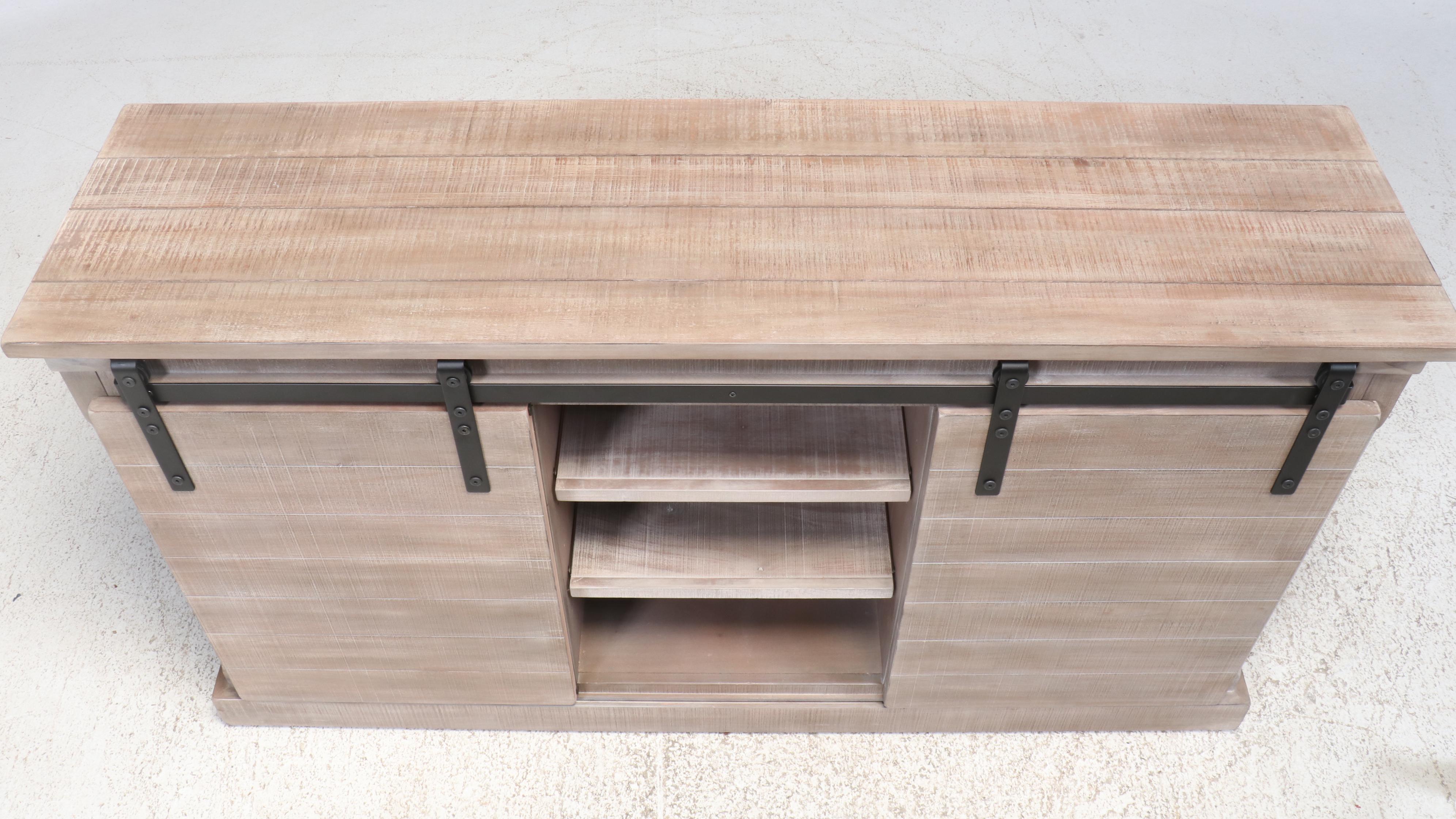 Contemporary Weathered Finish Wood Media Cabinet