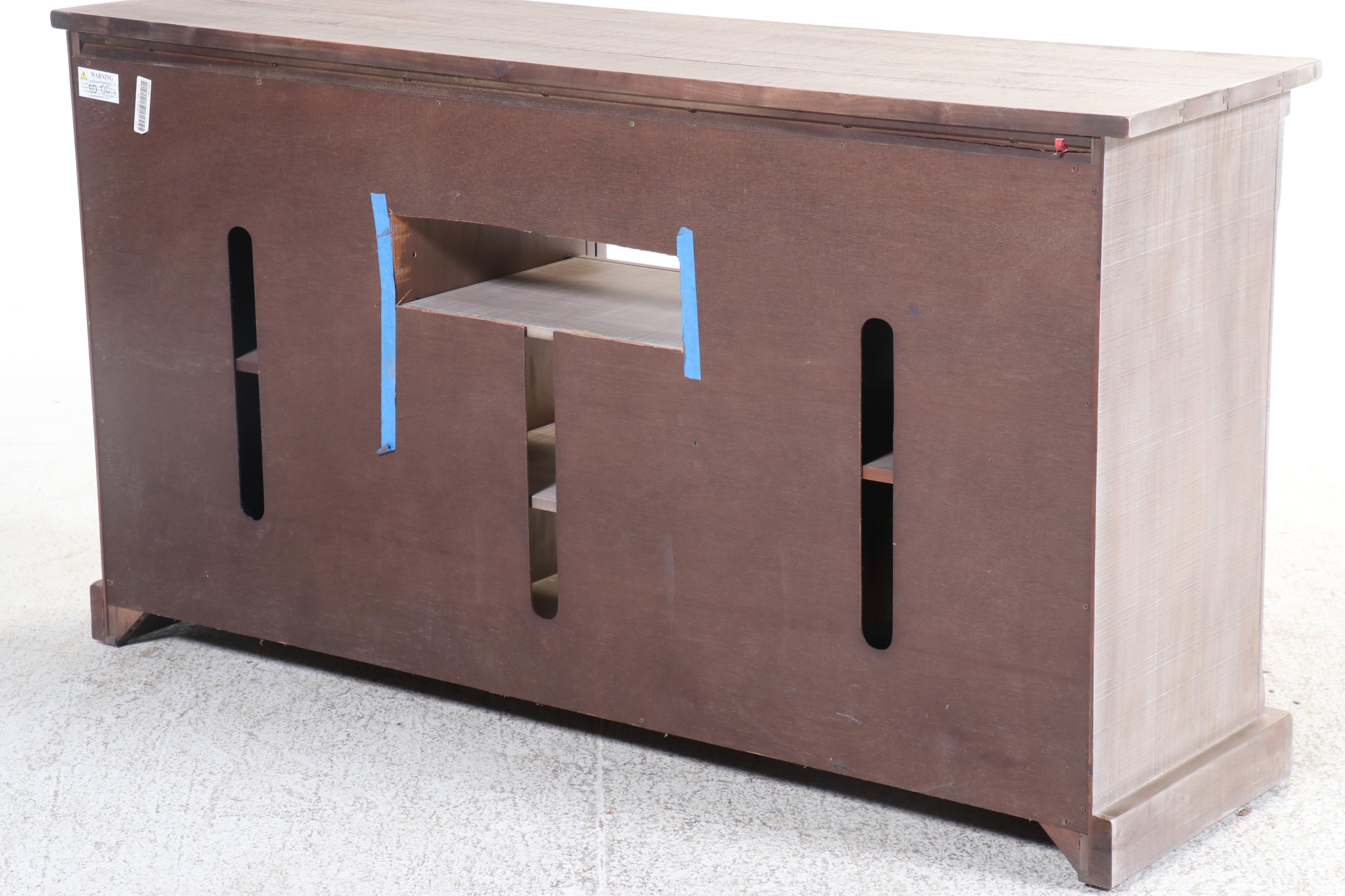 Contemporary Weathered Finish Wood Media Cabinet