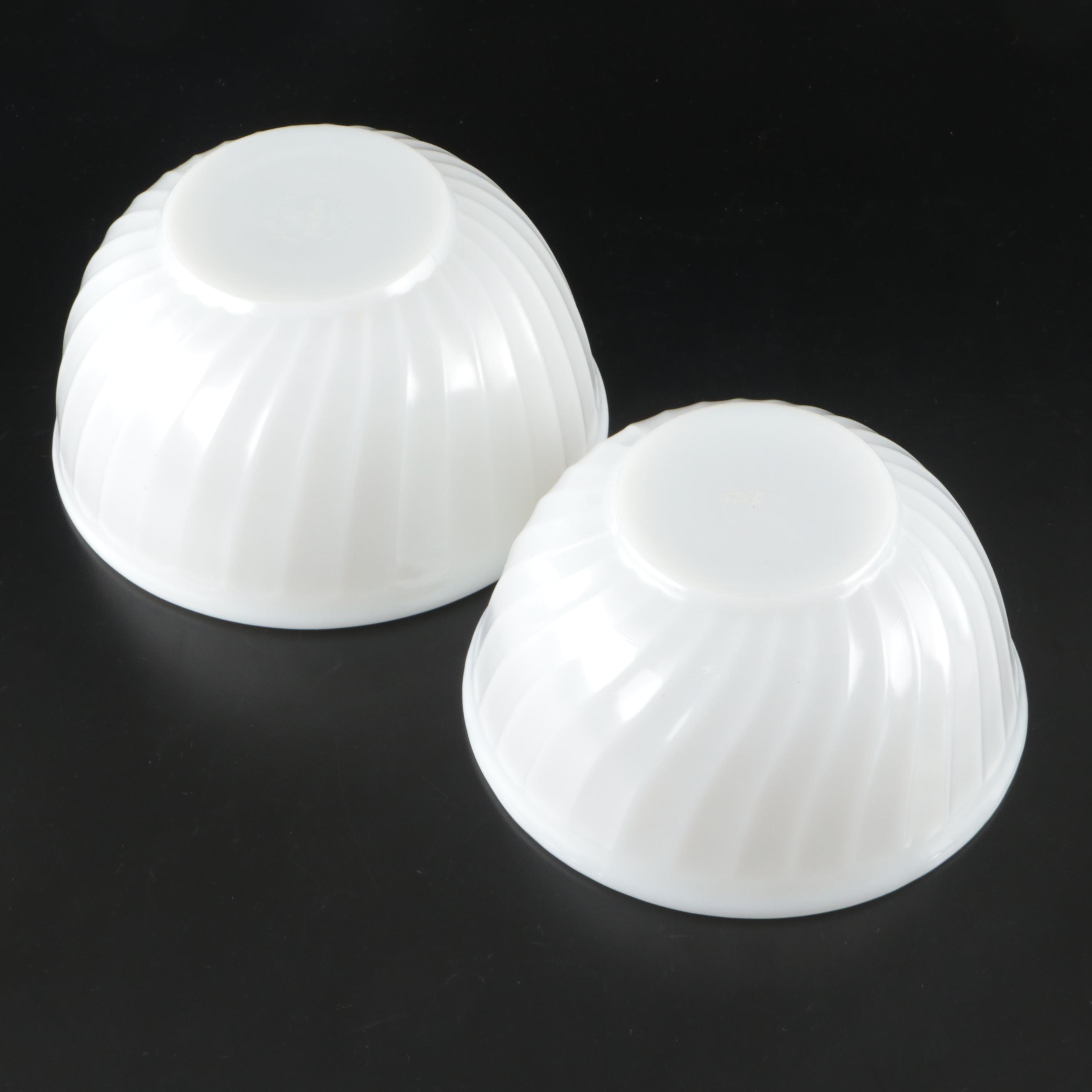 Anchor Hocking Fire-King "White Swirl" Milk Glass Mixing Bowls