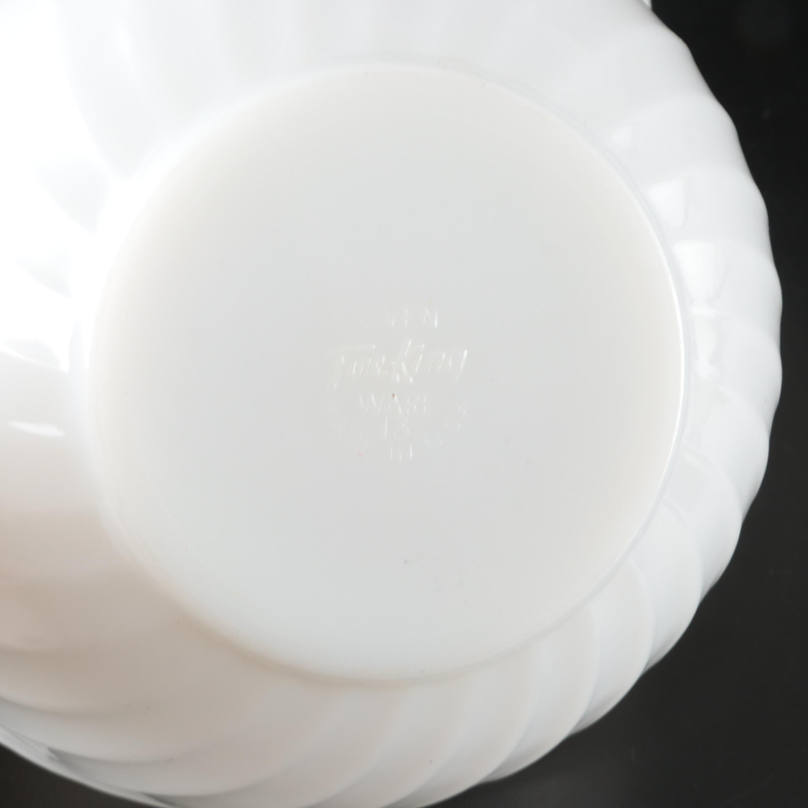 Anchor Hocking Fire-King "White Swirl" Milk Glass Mixing Bowls