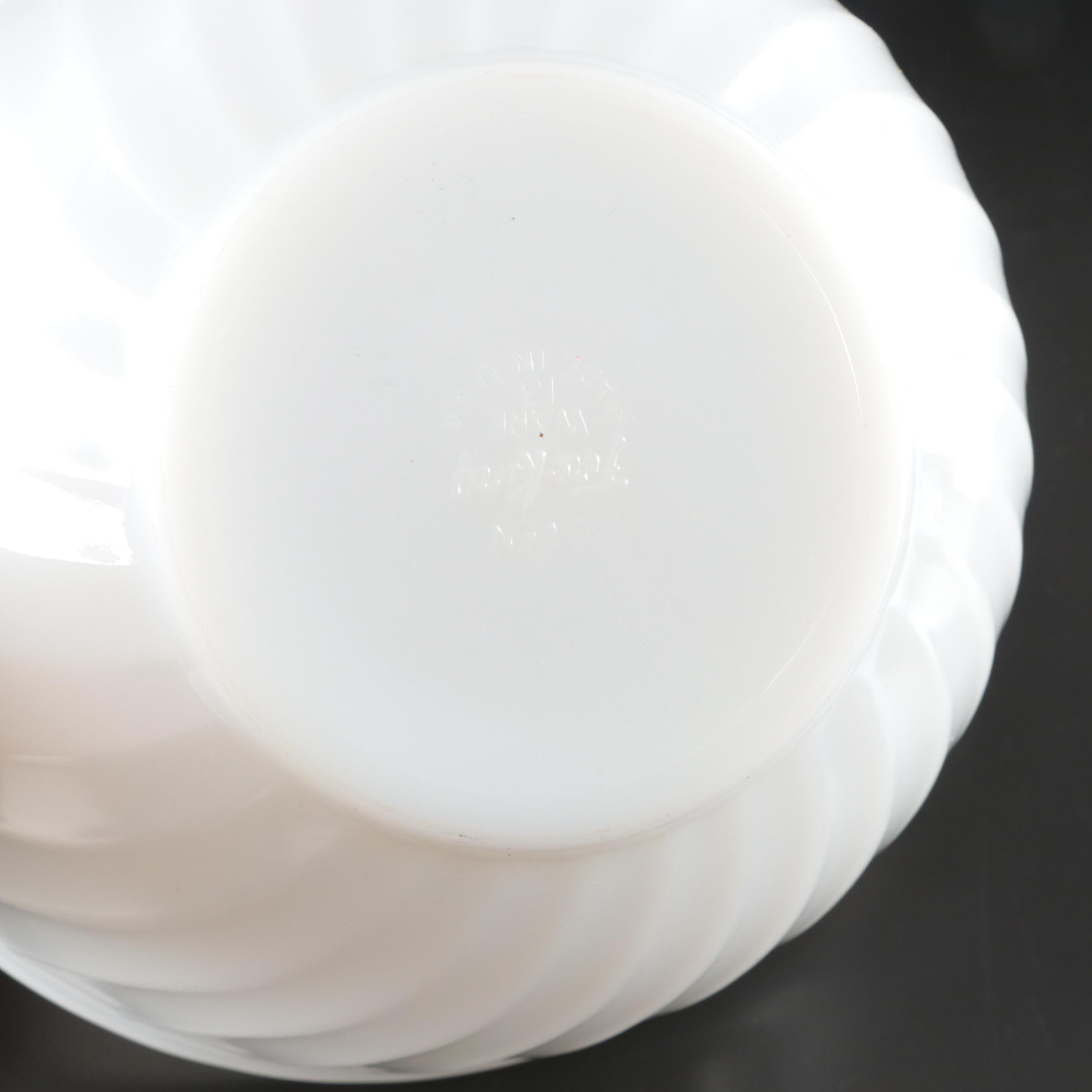Anchor Hocking Fire-King "White Swirl" Milk Glass Mixing Bowls