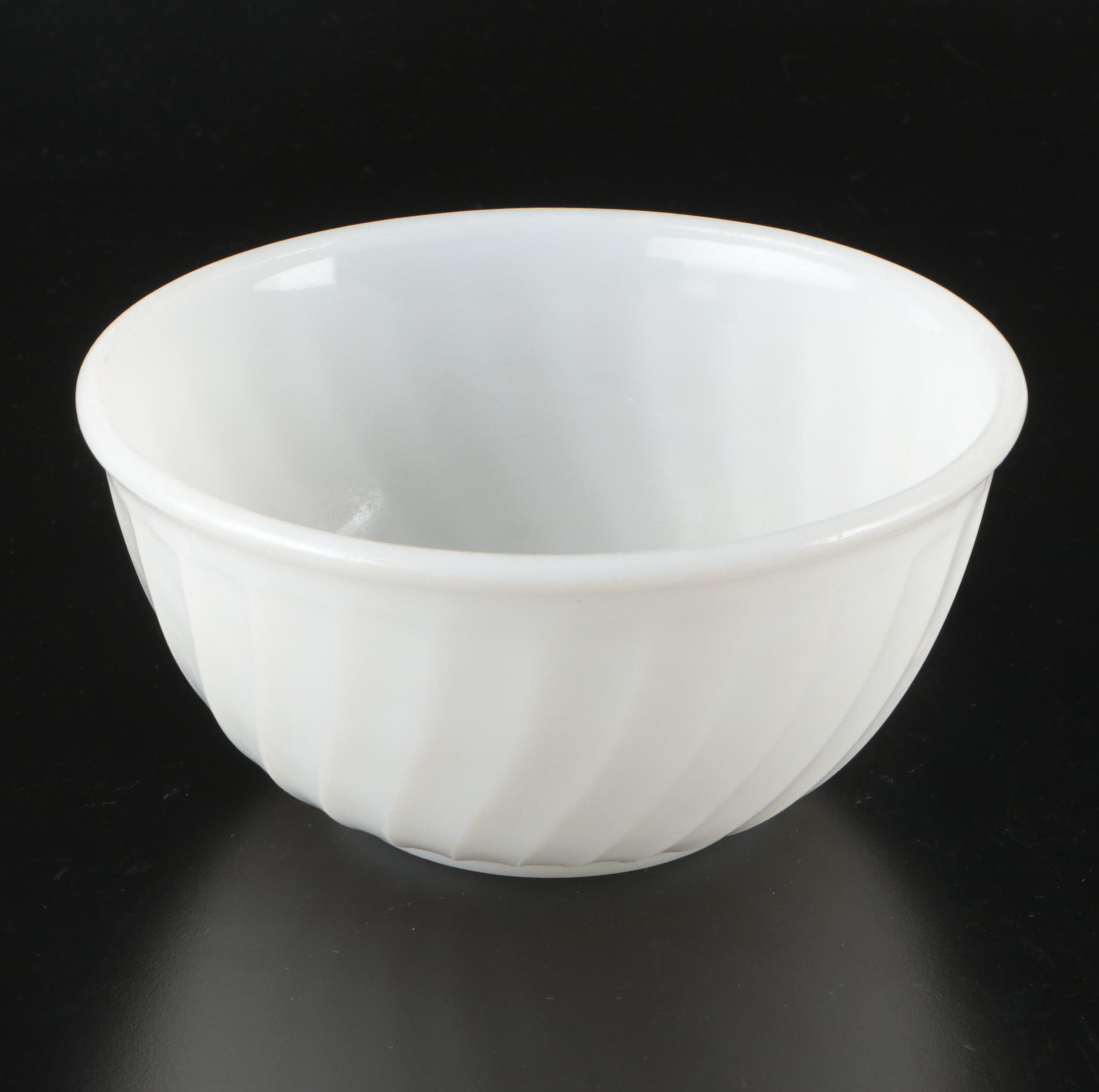 Anchor Hocking Fire-King "White Swirl" Milk Glass Mixing Bowls