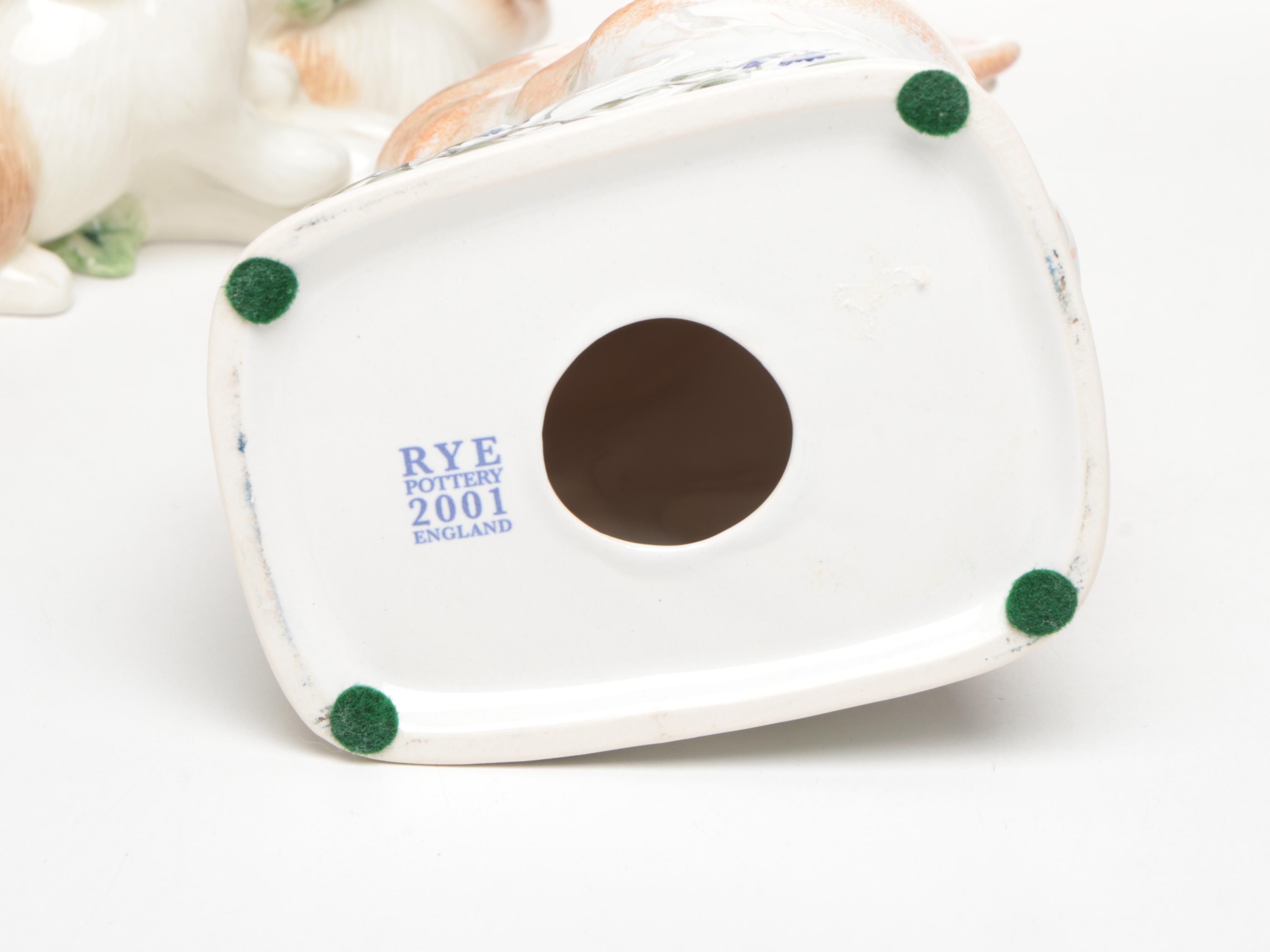 Fitz & Floyd "Botanical Bunny" Cookie Jar with Rye Pottery and Other Rabbits