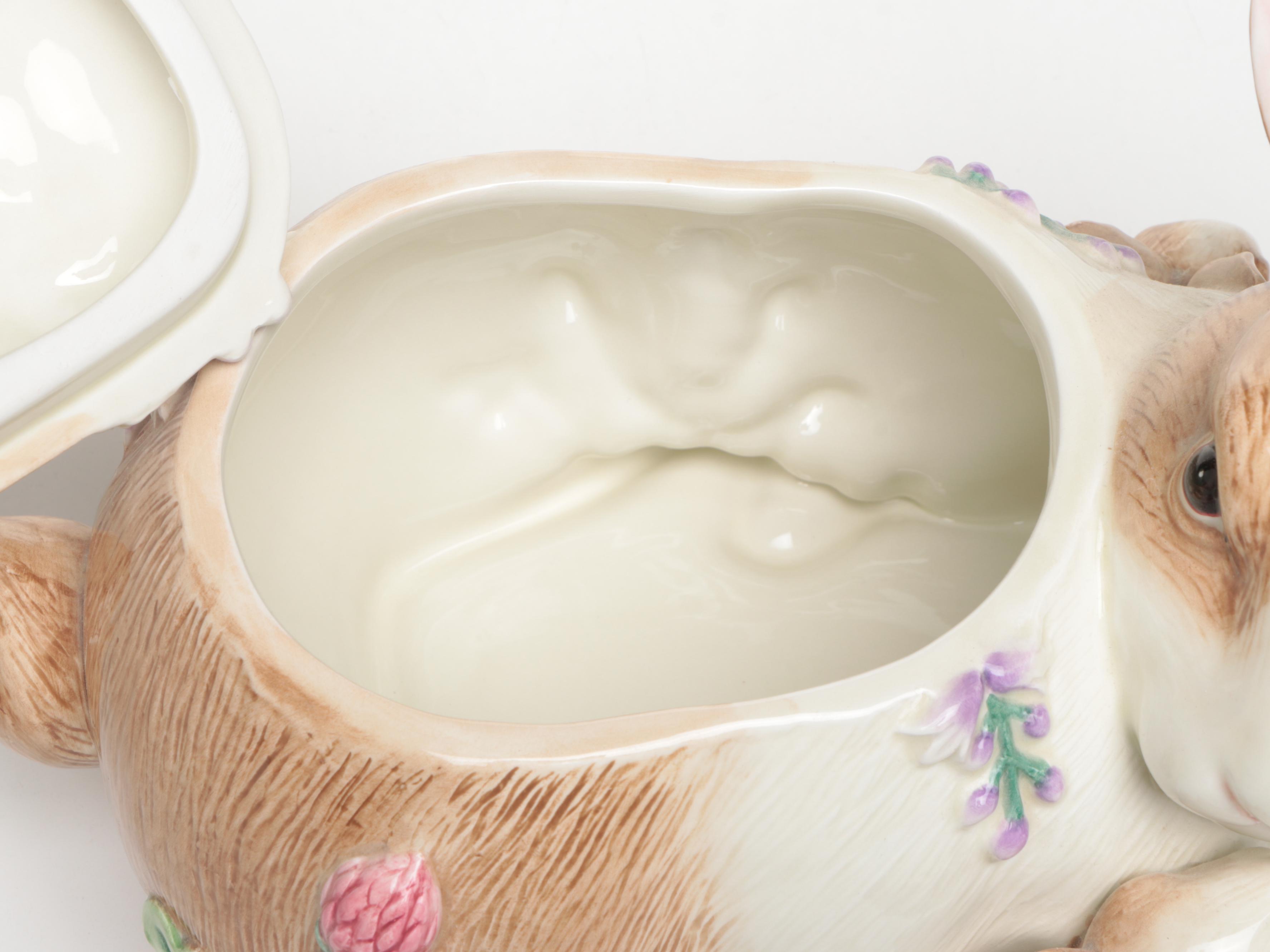 Fitz & Floyd "Botanical Bunny" Cookie Jar with Rye Pottery and Other Rabbits