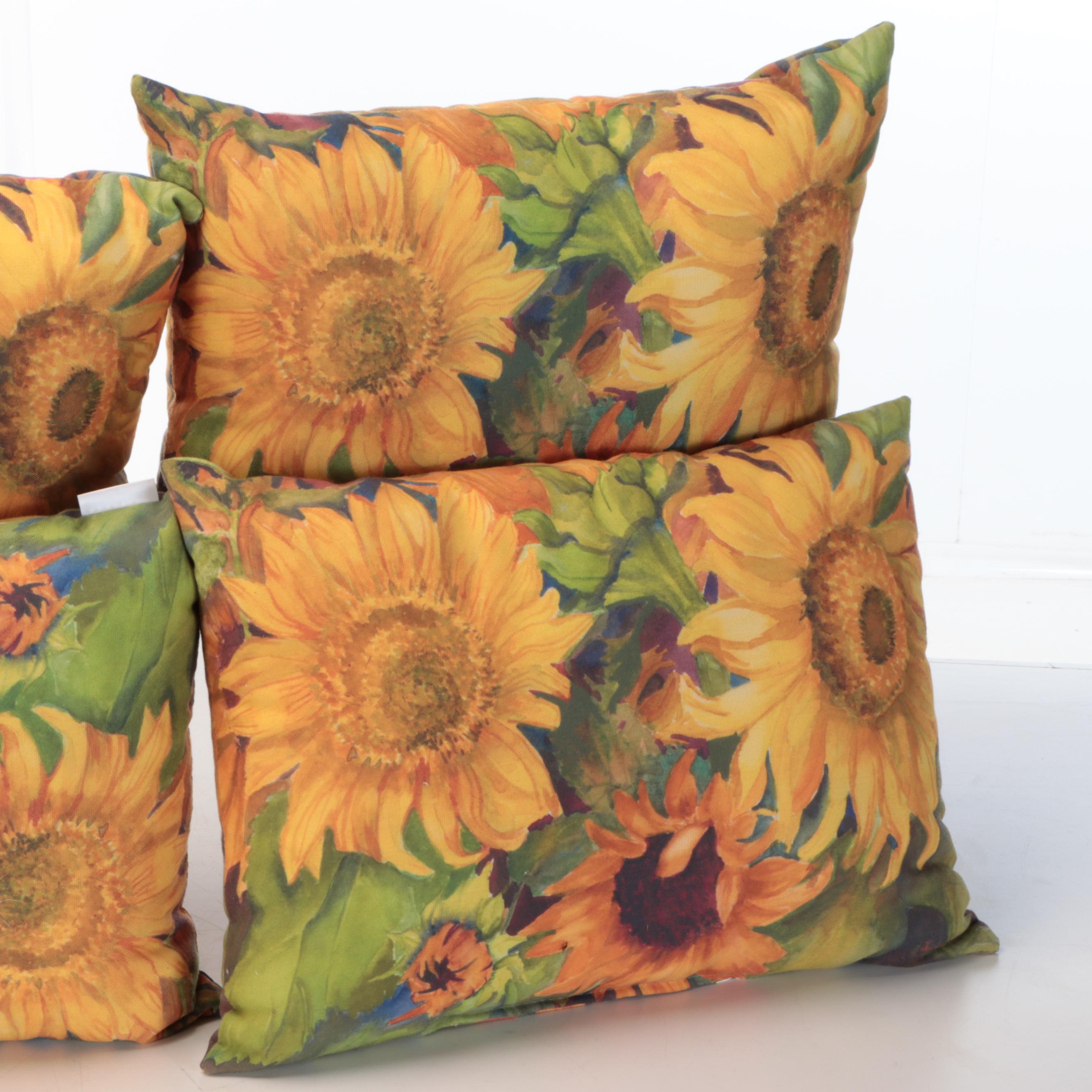 Climaweave Joanne Porter Sunflower Pattern Polyester Throw Pillows