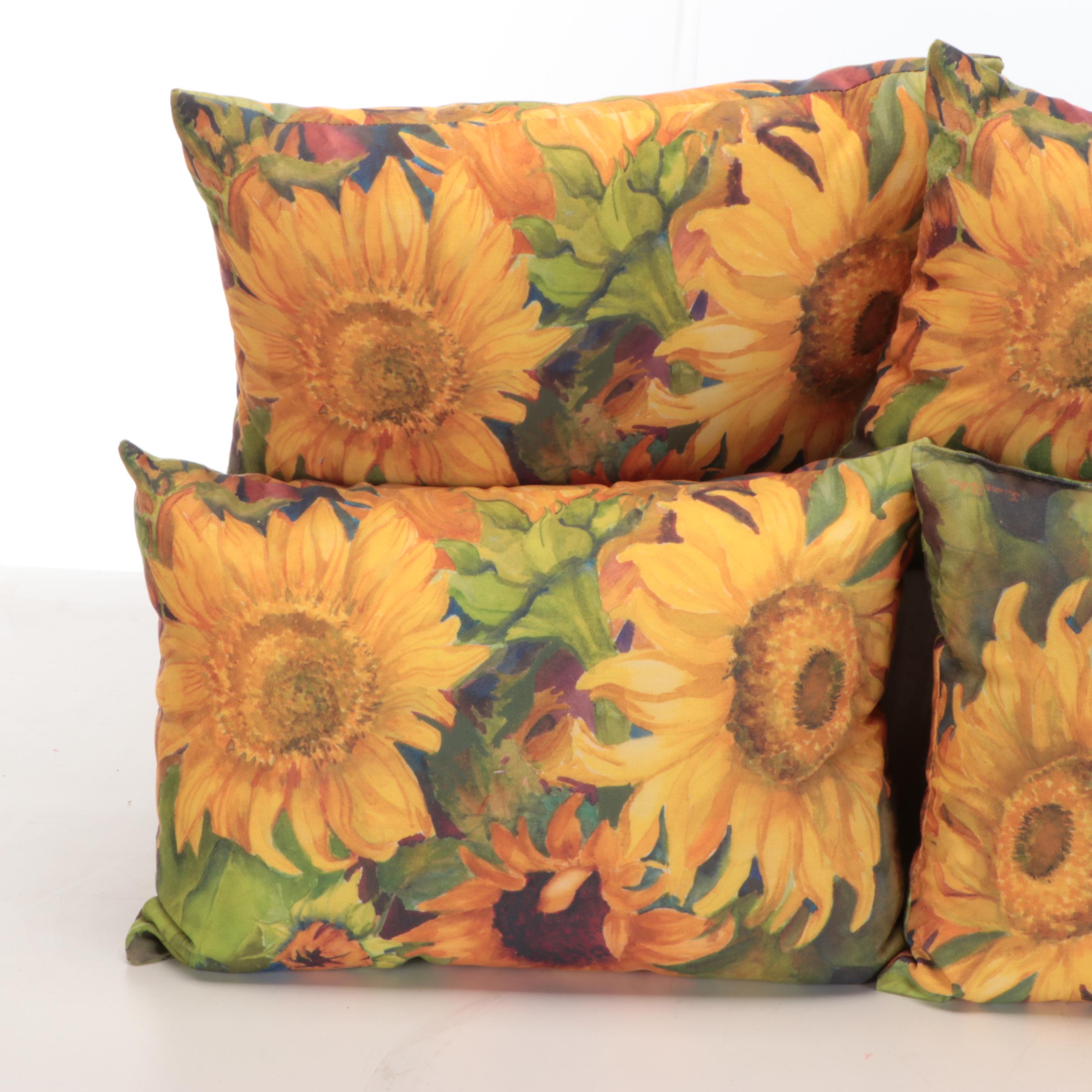 Climaweave Joanne Porter Sunflower Pattern Polyester Throw Pillows