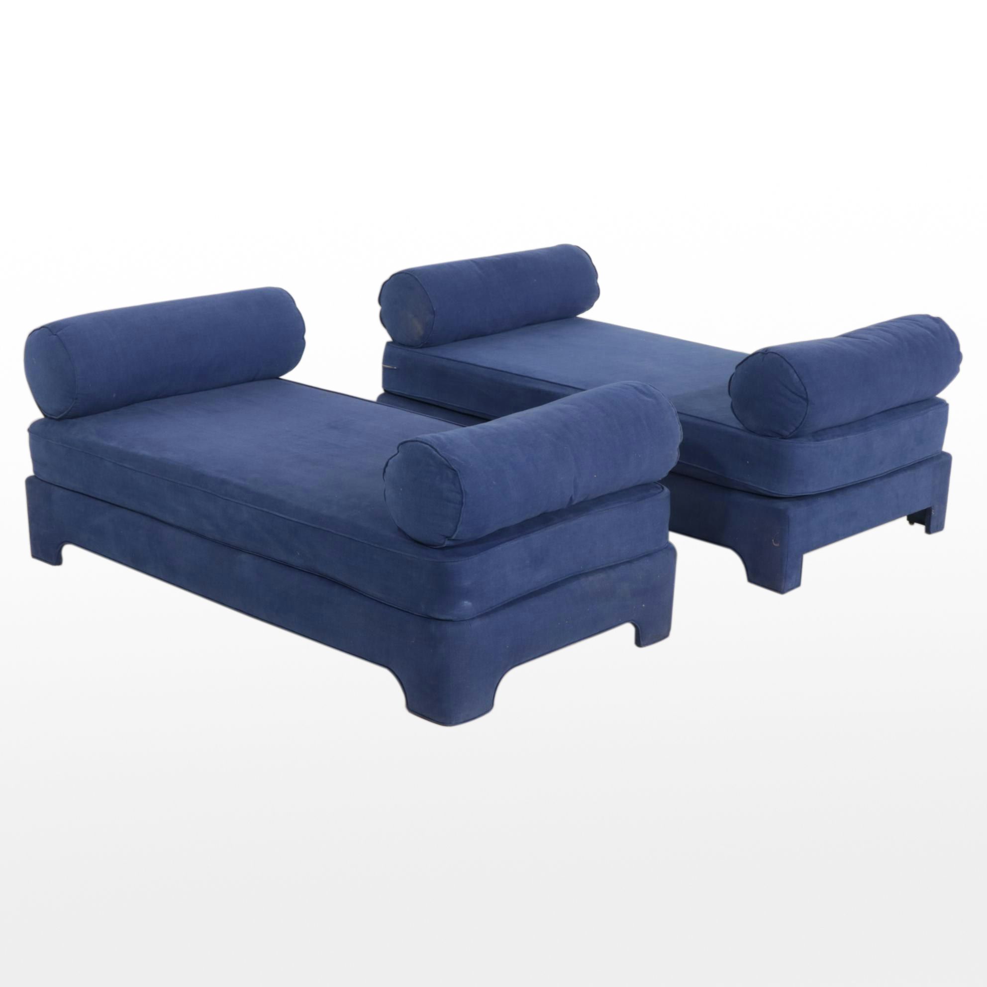 Two Upholstered Platform Day Beds, 21st Century