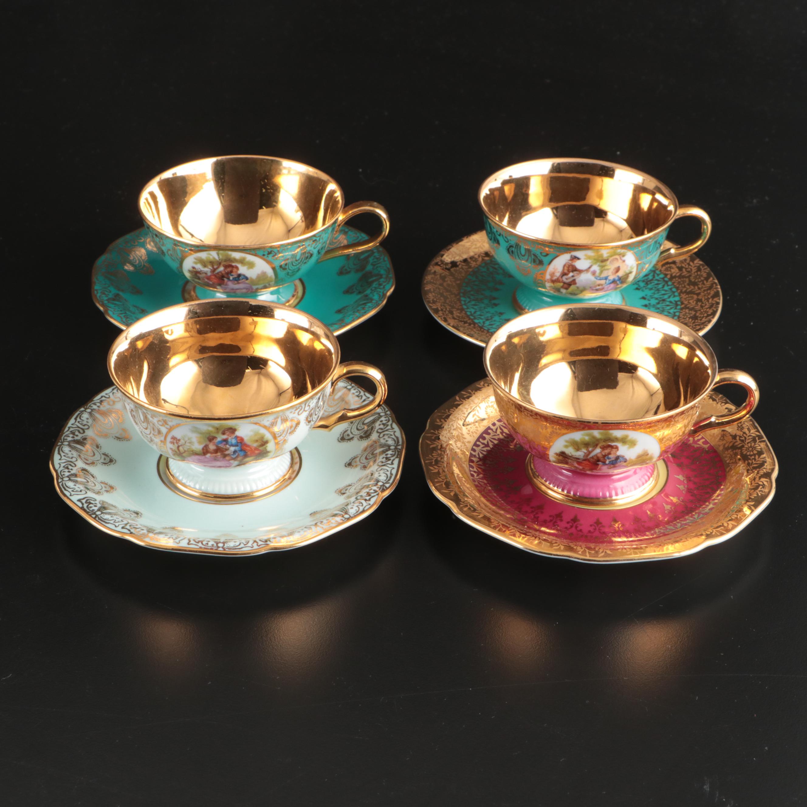 Japanese Satsuma Teapot with Other Demitasse and Teacups, 20th Century