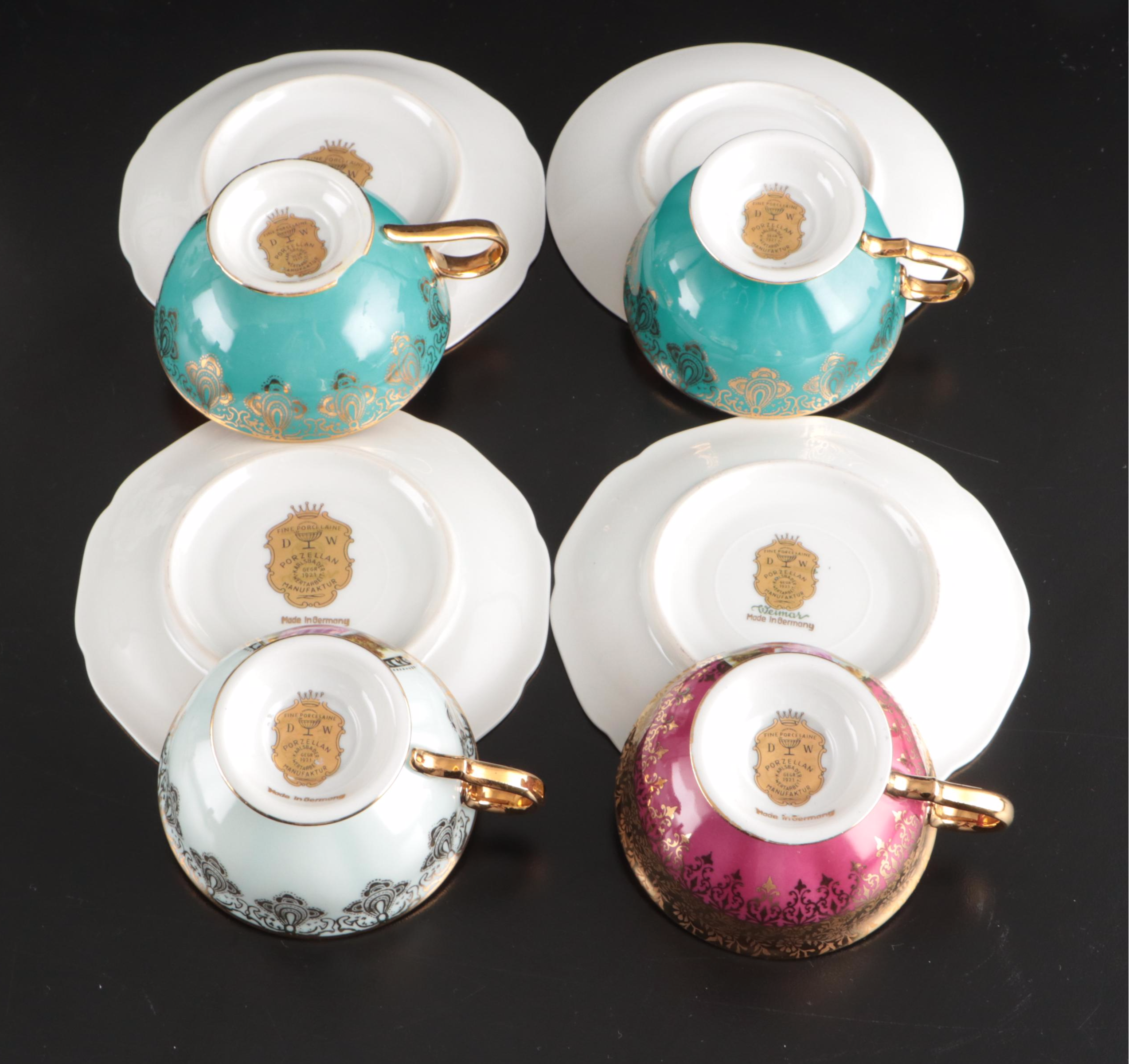 Japanese Satsuma Teapot with Other Demitasse and Teacups, 20th Century
