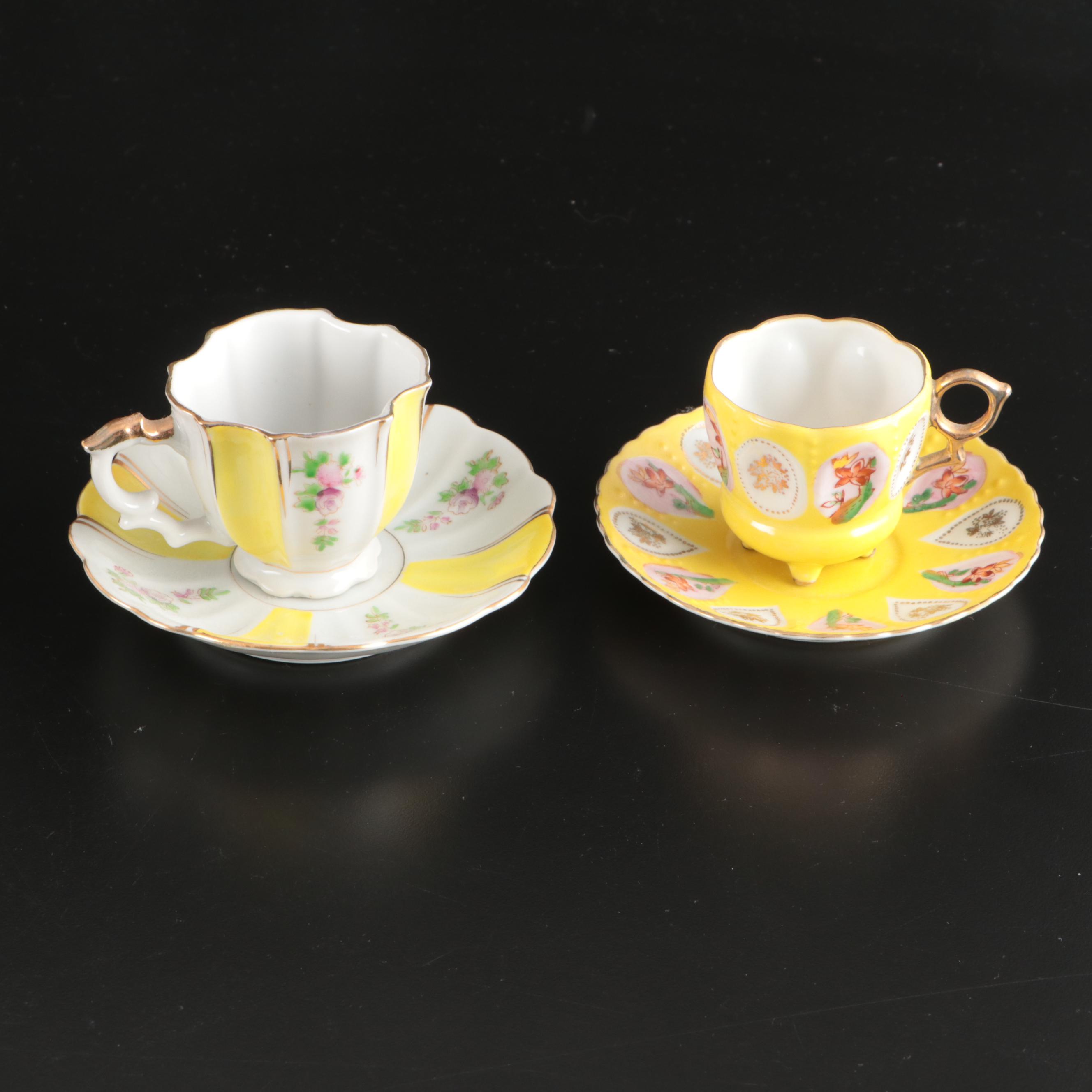 Japanese Satsuma Teapot with Other Demitasse and Teacups, 20th Century