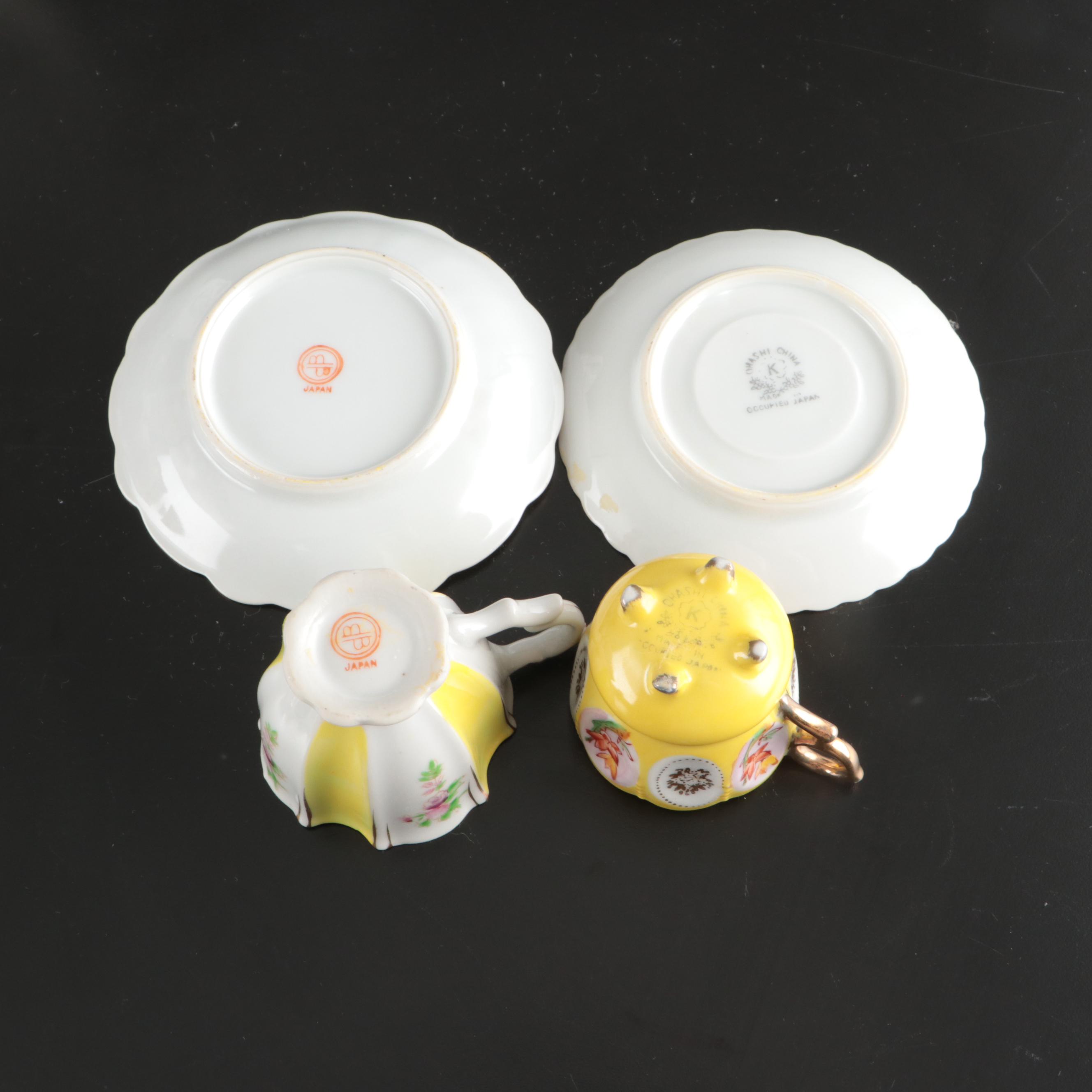 Japanese Satsuma Teapot with Other Demitasse and Teacups, 20th Century