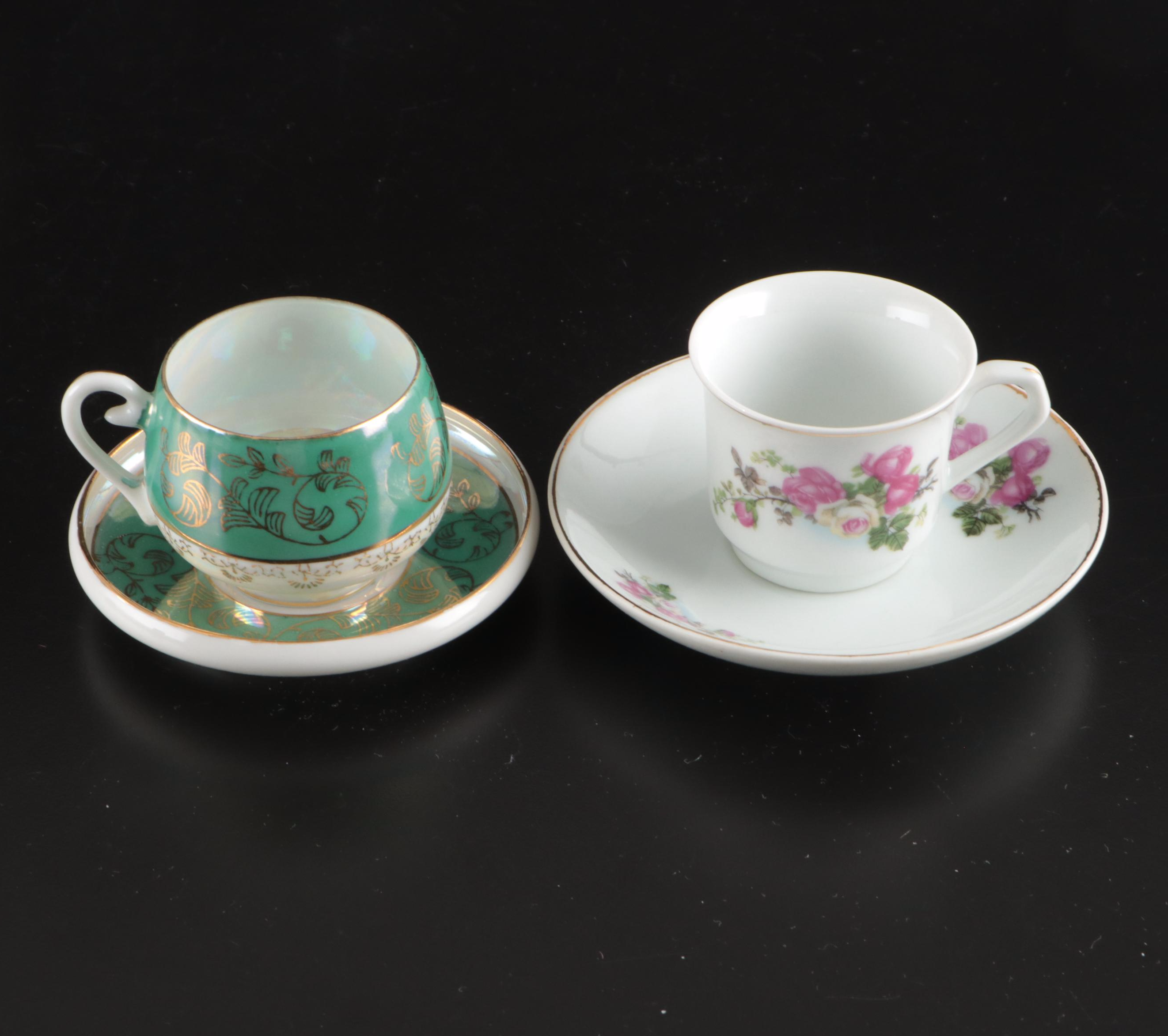 Japanese Satsuma Teapot with Other Demitasse and Teacups, 20th Century